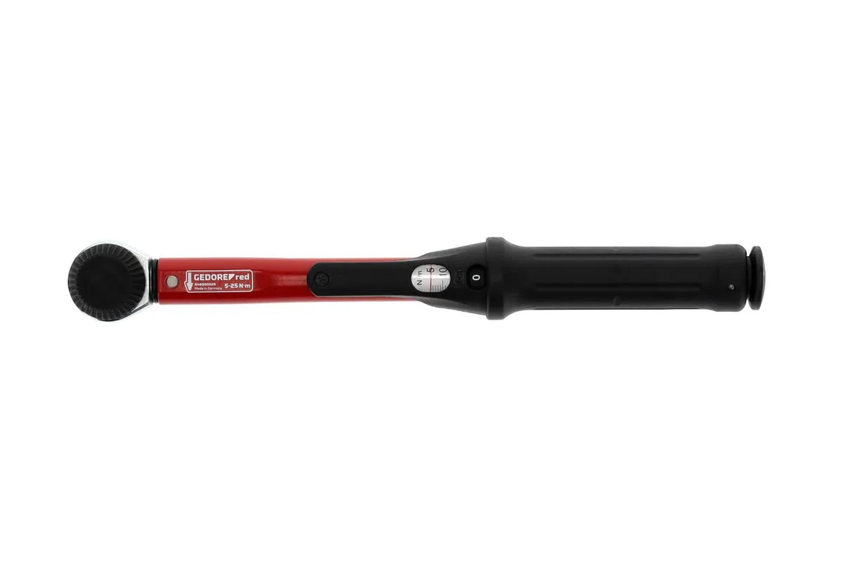 GEDORE red Drehmomentschlüssel für Links- und Rechtsgewinde, 1/4 Zoll, 5-25 Nm, Stahlrohr, Rot/Schwarz