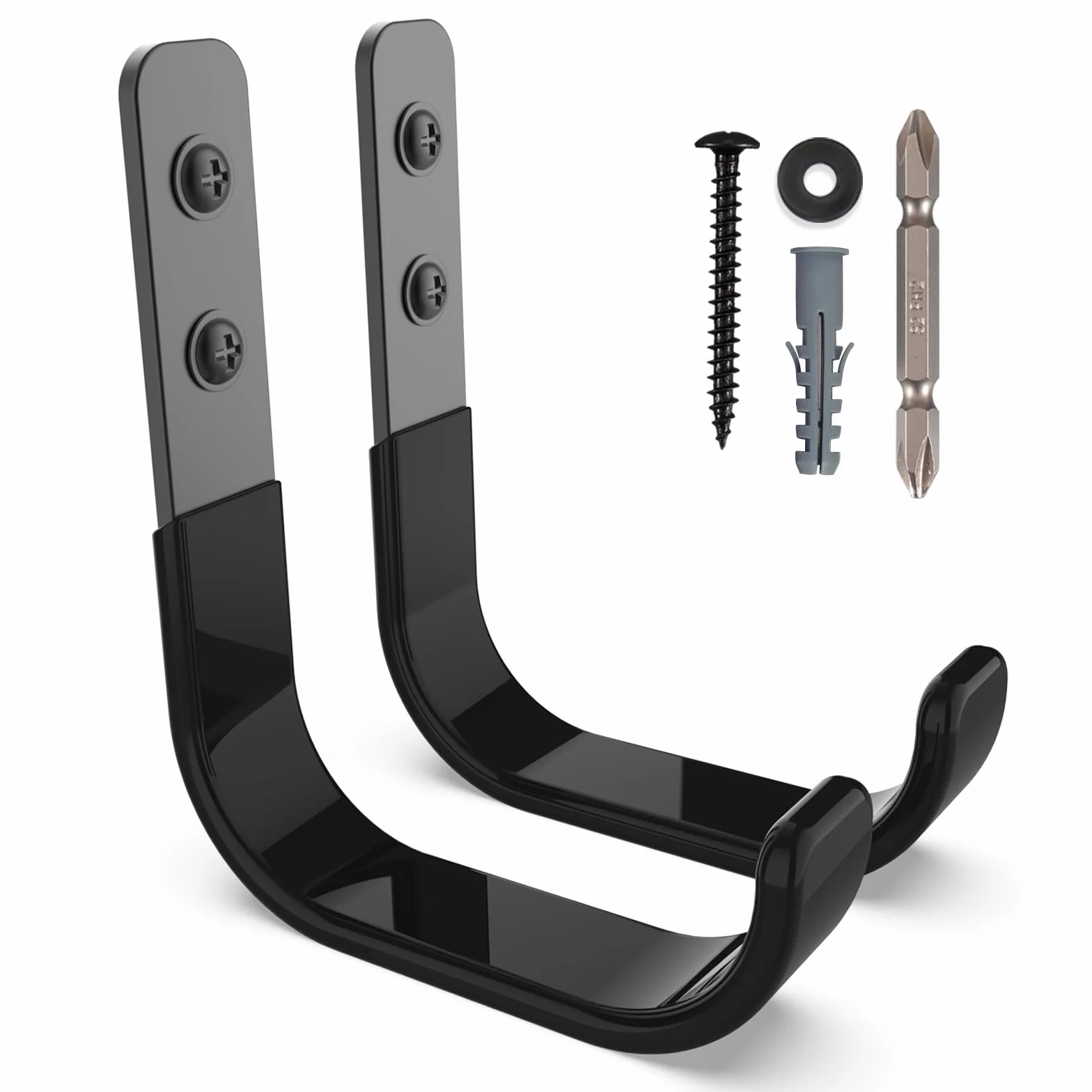 Robuste Garagenhaken, schwerlast Wandhaken, J Garage Haken zum Aufhängen, Stahl-Wandhalterung Werkstatt Organizer für Aufbewahrung, Leiter, Werkzeuge, Gartengeräte (2 Stück,10cm, 22kg)