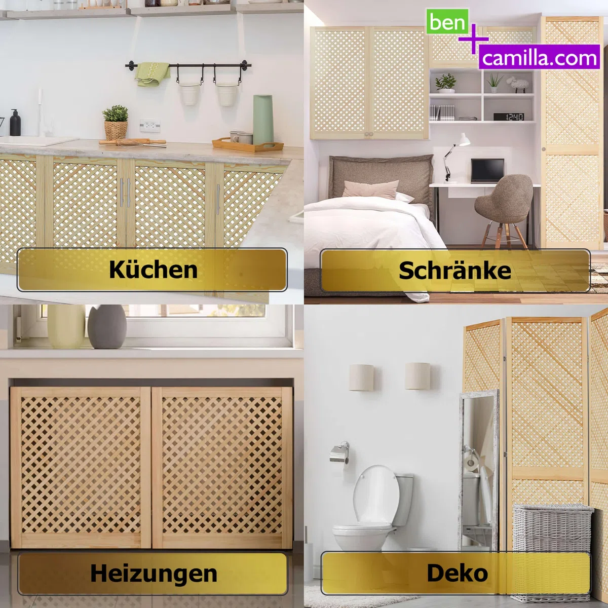 Gittertür 201,3 x 59,4 cm | Hochwertige Kiefer Massivholztüren - unbehandelt für Schrank- & Möbelbau oder Heizungsverkleidung