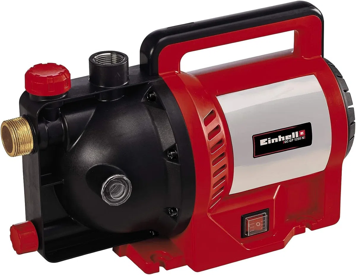 Einhell Gartenpumpe GC-GP 1250 N/1 (1.200 W, max. 5000 L/h, max. Förderhöhe 50 m, Wasserfüllanzeige, Wassereinfüllöffnung /-ablassschraube, Frostschutz, Thermoschutz)