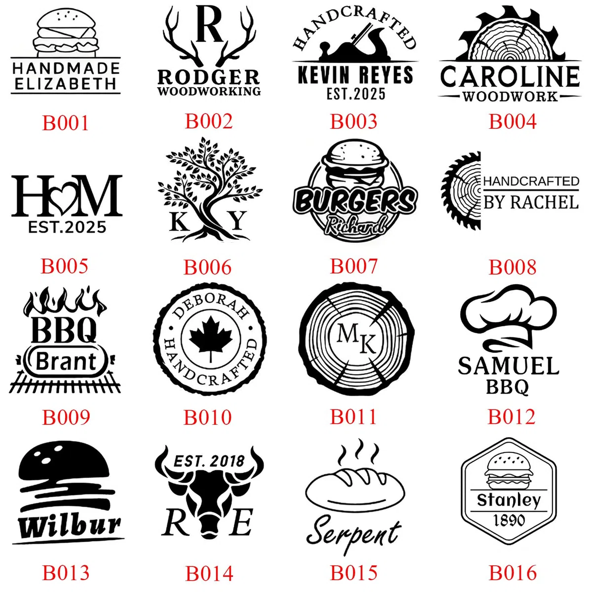 Personalisiertes Brandeisen für Burger, individuelles Logo für Holz, Leder, Grill, Kokosnuss, Steak (5.1cm)