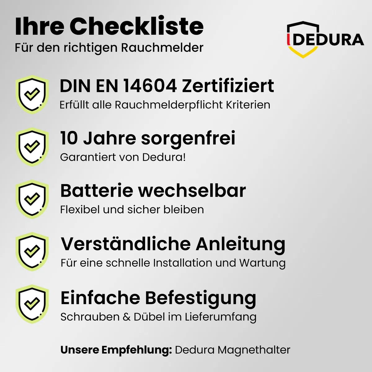 Rauchmelder 10er Set mit 10 Jahre Garantie BSI Zertifiziert nach DIN EN14604 inkl. 9V Batterie Rauchwarnmelder Brandmelder Feuermelder