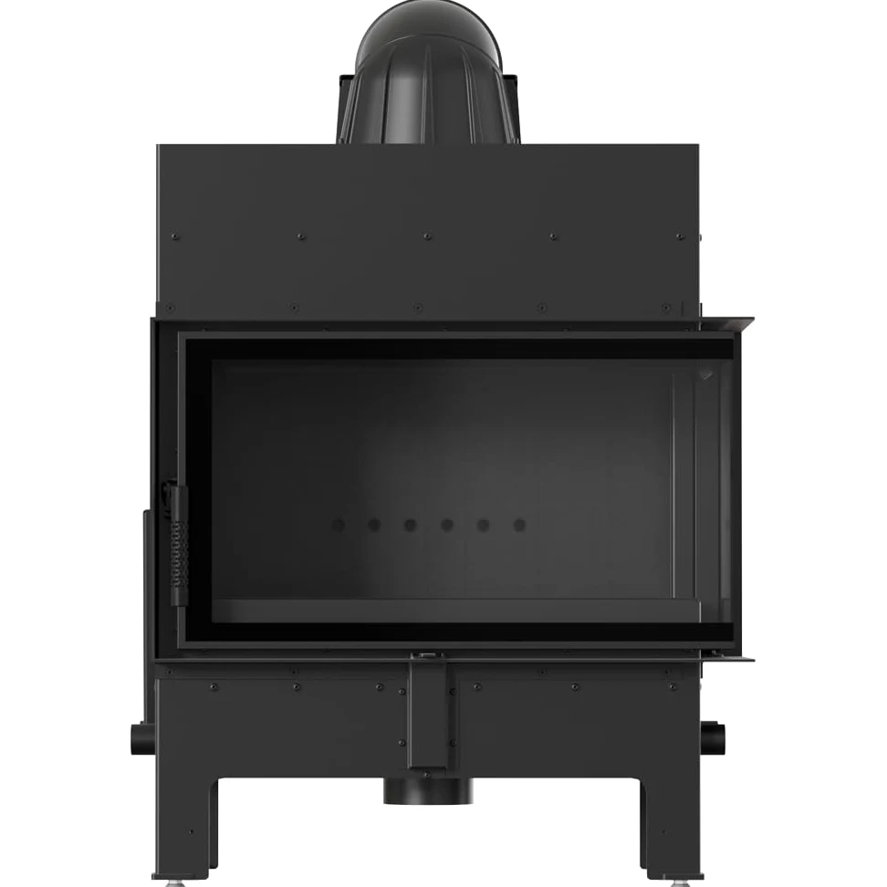KRATKI Kaminofen Floki M Rechts – Stahl-Kamin 10 kW mit Ø 200 mm Anschluss, schwarzem Thermotec, Schließfunktion & Glass-Glas für effiziente Verbrennung