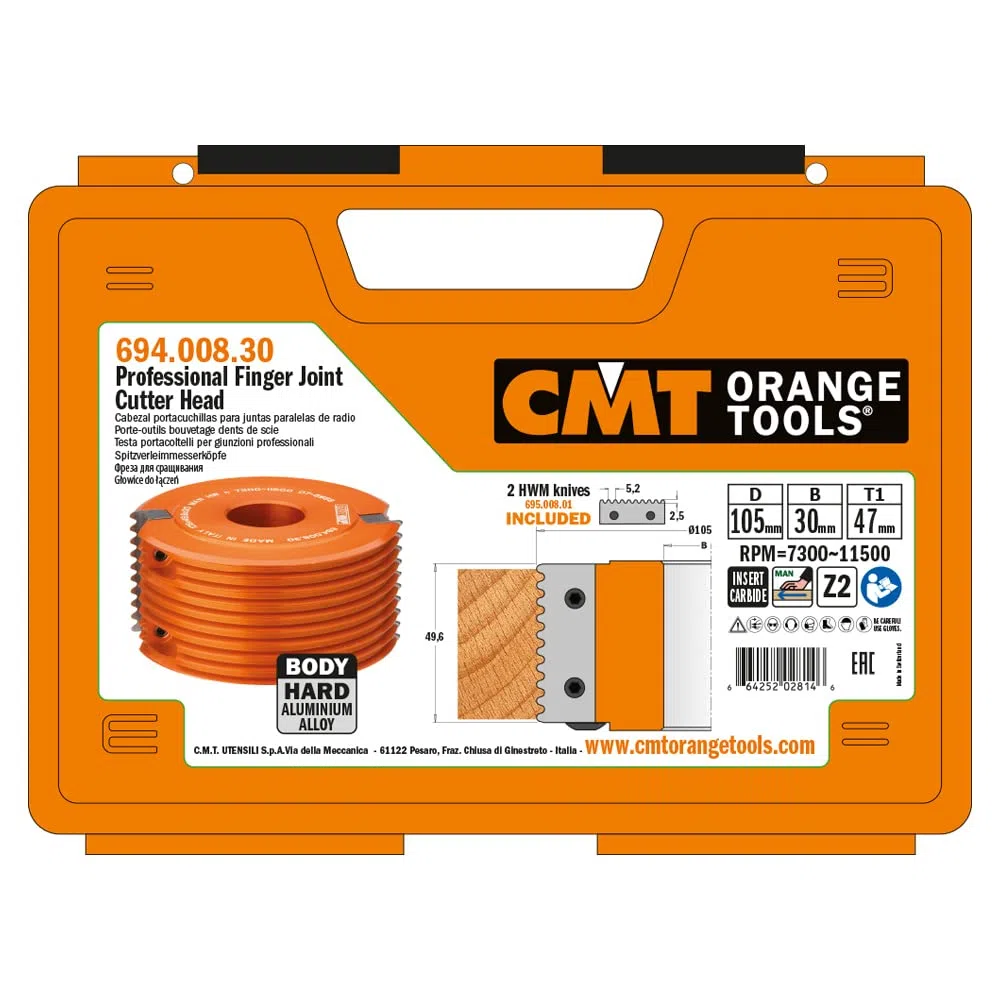 CMT Orange Tools 694.008.30 Hartmetall-Spitzverleimmesserkopf HW Z2 D=105x49.6x30