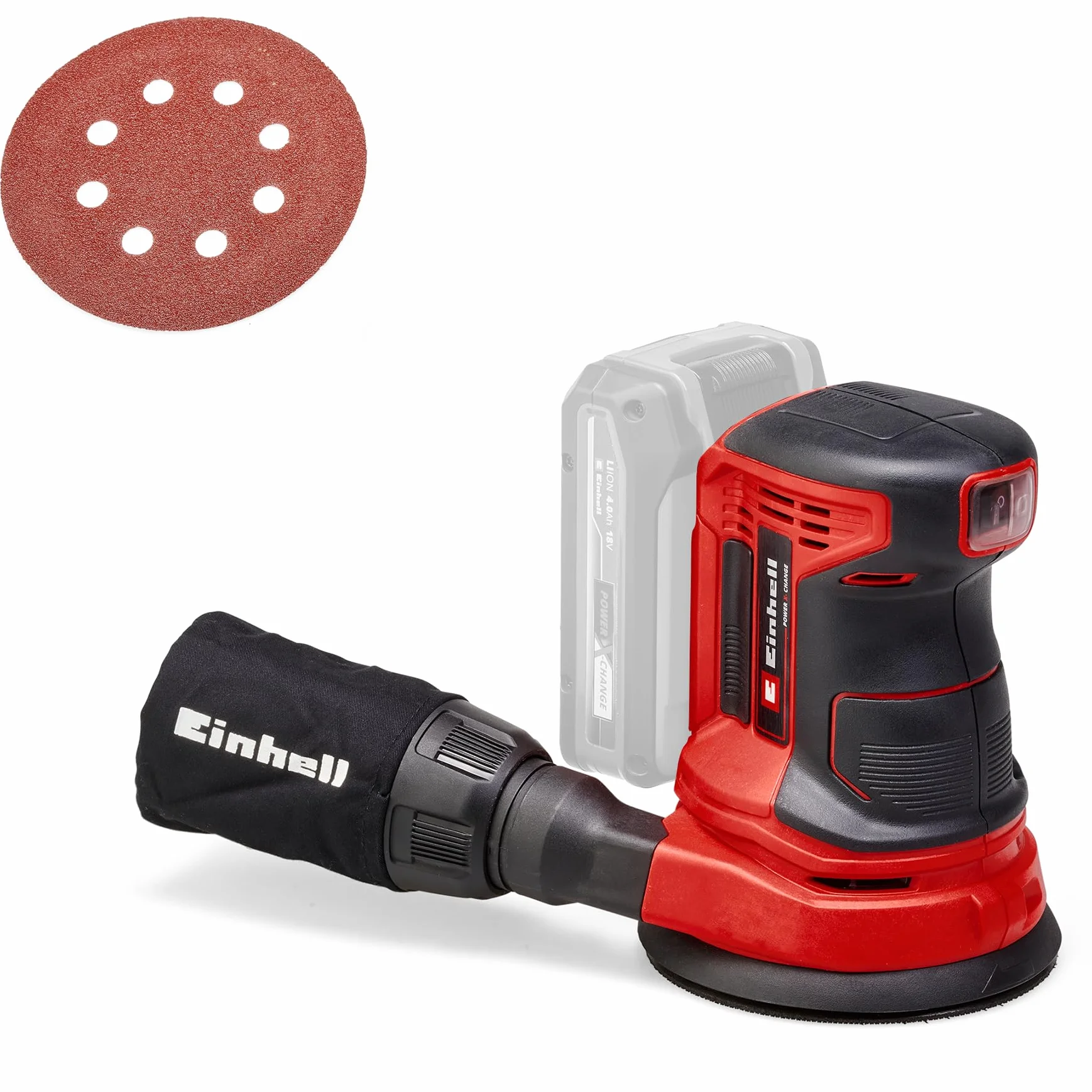 Einhell Akku-Exzenterschleifer TE-RS 18 Li-Solo Power X-Change (Lithium-Ionen, Drehzahl-Elektronik, Mikro-Kletthaftung, inkl. 1x Schleifpapier P80, ohne Akku und Ladegerät)