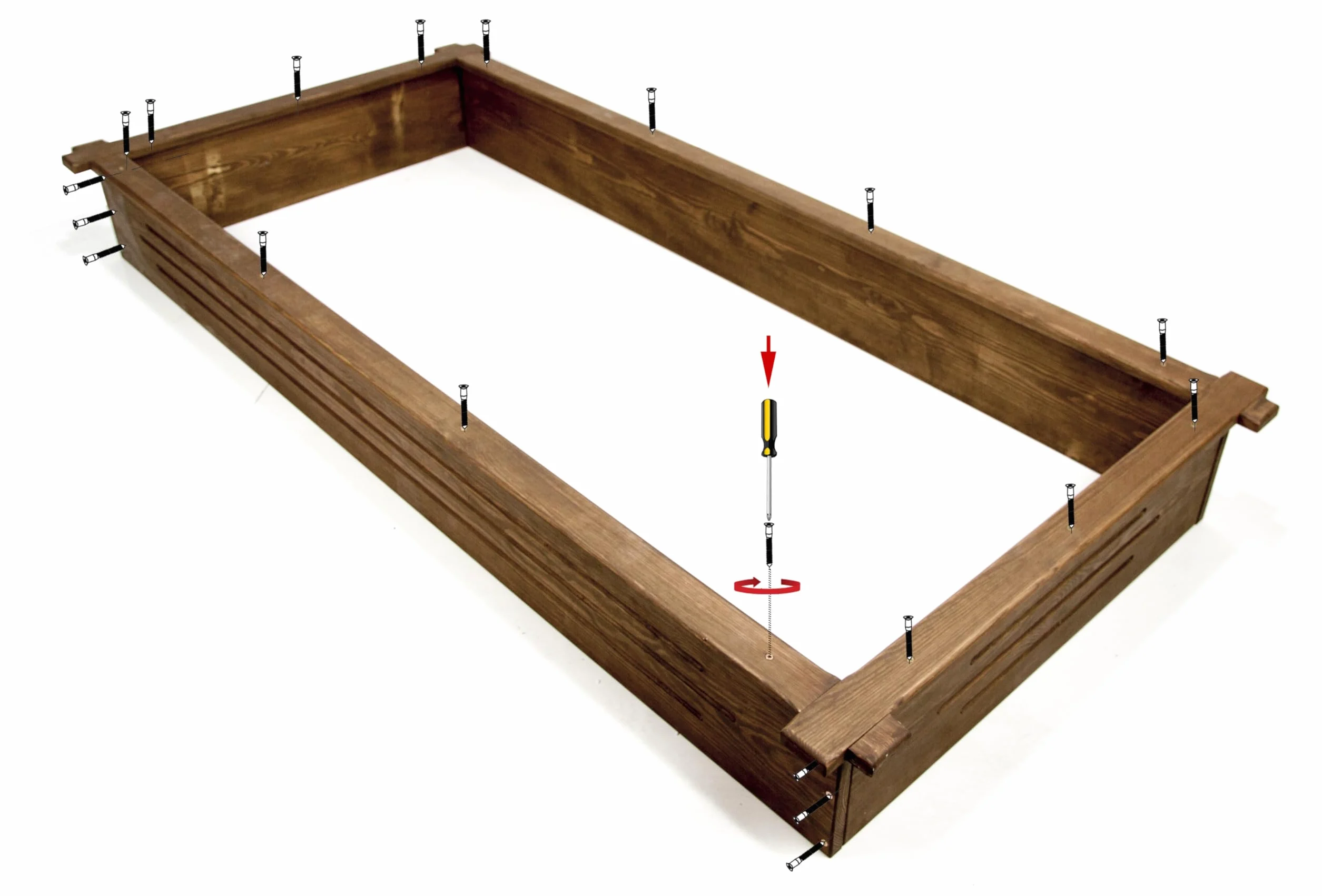 Grabrahmen aus Holz – Holzrahmen für Grab – Grabumrandung 190x90x20 cm – Imprägniertes Kiefernholz – Farbe Nussbaum – Wetterfest – Einfache Montage