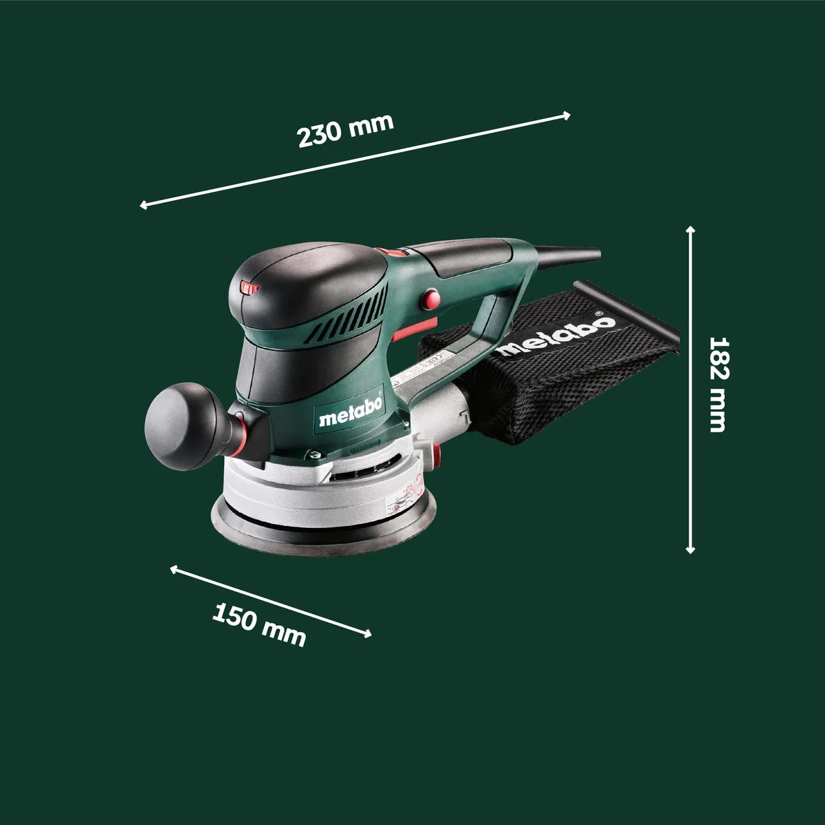 Metabo Exzenterschleifer SXE 450 TurboTec – 600129000 – Mit patentierter Duo-Schwingkreisverstellung, Vario (V)-Elektronik u. v. m. – Nennaufnahmeleistung: 350 W – 4 m Kabellänge