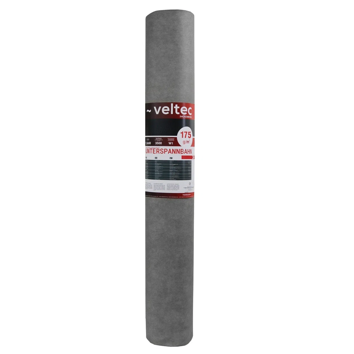 Parotec_Veltec 3-lagige Unterspannbahn 100g–200g/m² Diffusionsoffene Dachfolie W1 wasserdicht Sd 0,03–0,04 m Reißfest & UV-beständig 10m 25m 50m Unterdeckbahn für Steildach (175g - 37,5m²=25m x 1,5m)