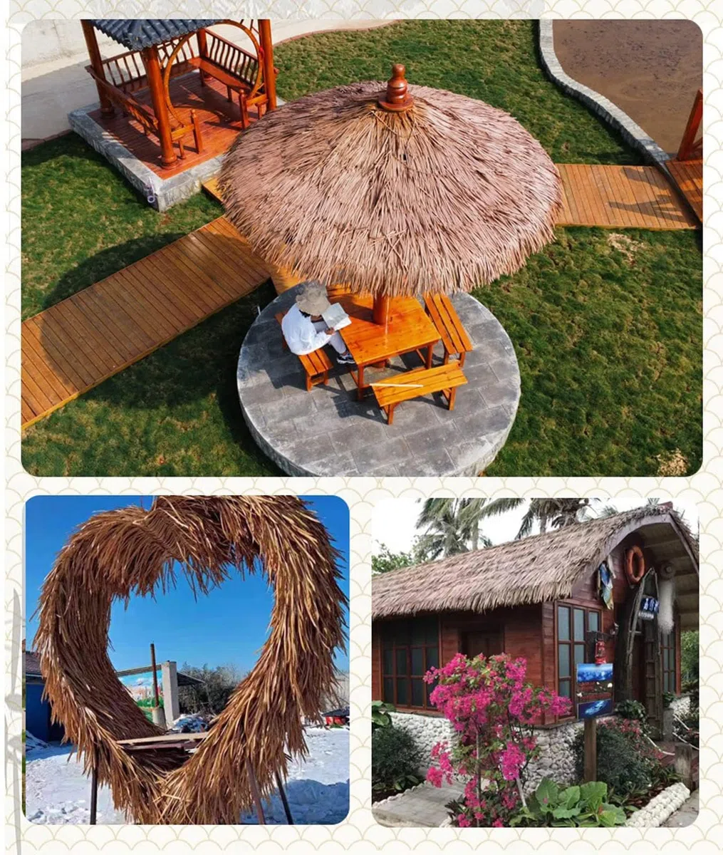 NIANTONG Strohdach Stroh Künstliches Strohdach PE Materialr Grasdach Strohfliesen Lebensdauer Bis zu 15 Jahre für Garten Patio Dekoration Im Freie (0.5x10m)