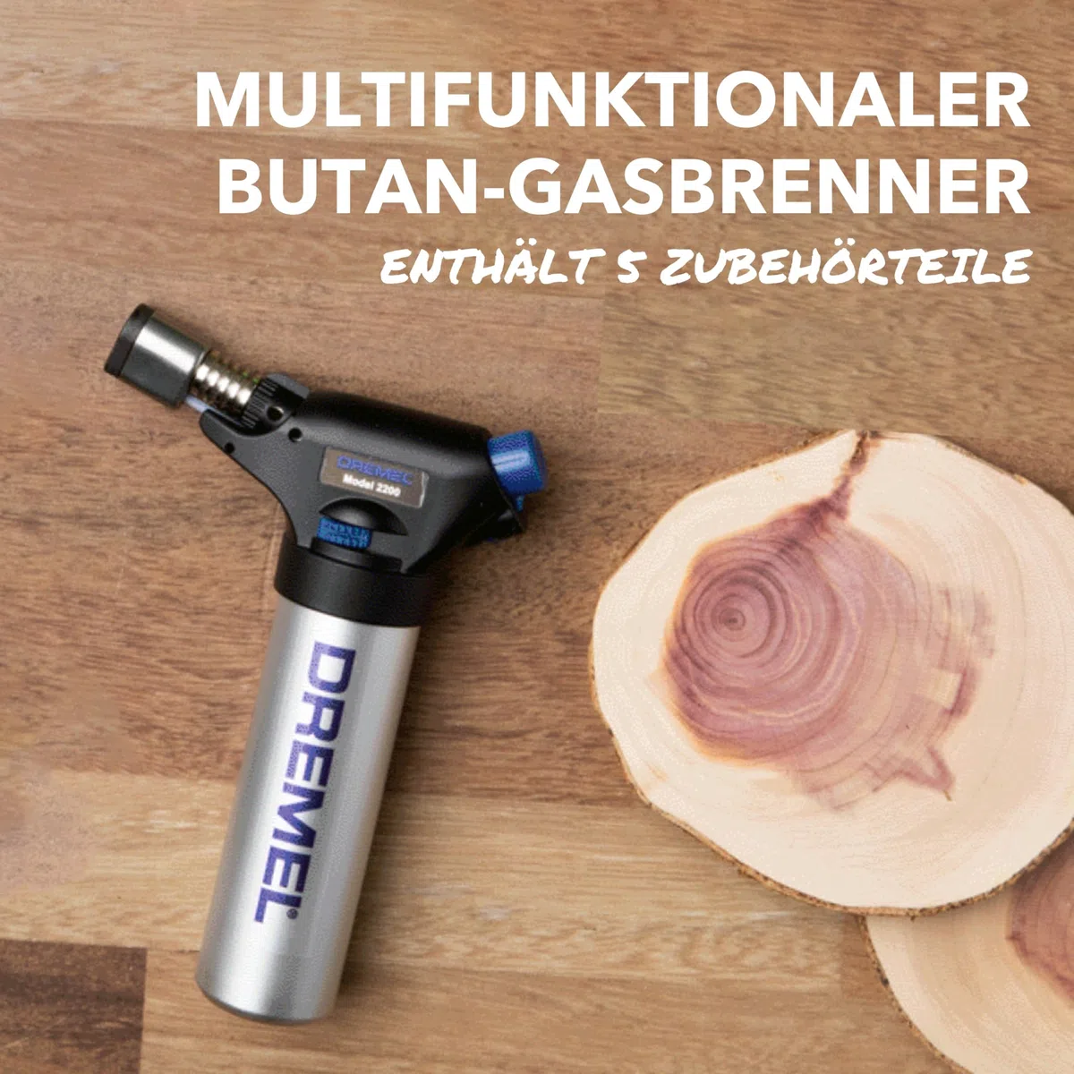 Dremel 2200 VersaFlame Multifunktionaler Butangas-Brenner - Butangas-Lötlampe, Gasbrenner und Löt-Set (mit 5 Zubehören zum Löten, Schrumpfen, Schweißen, Flambieren)