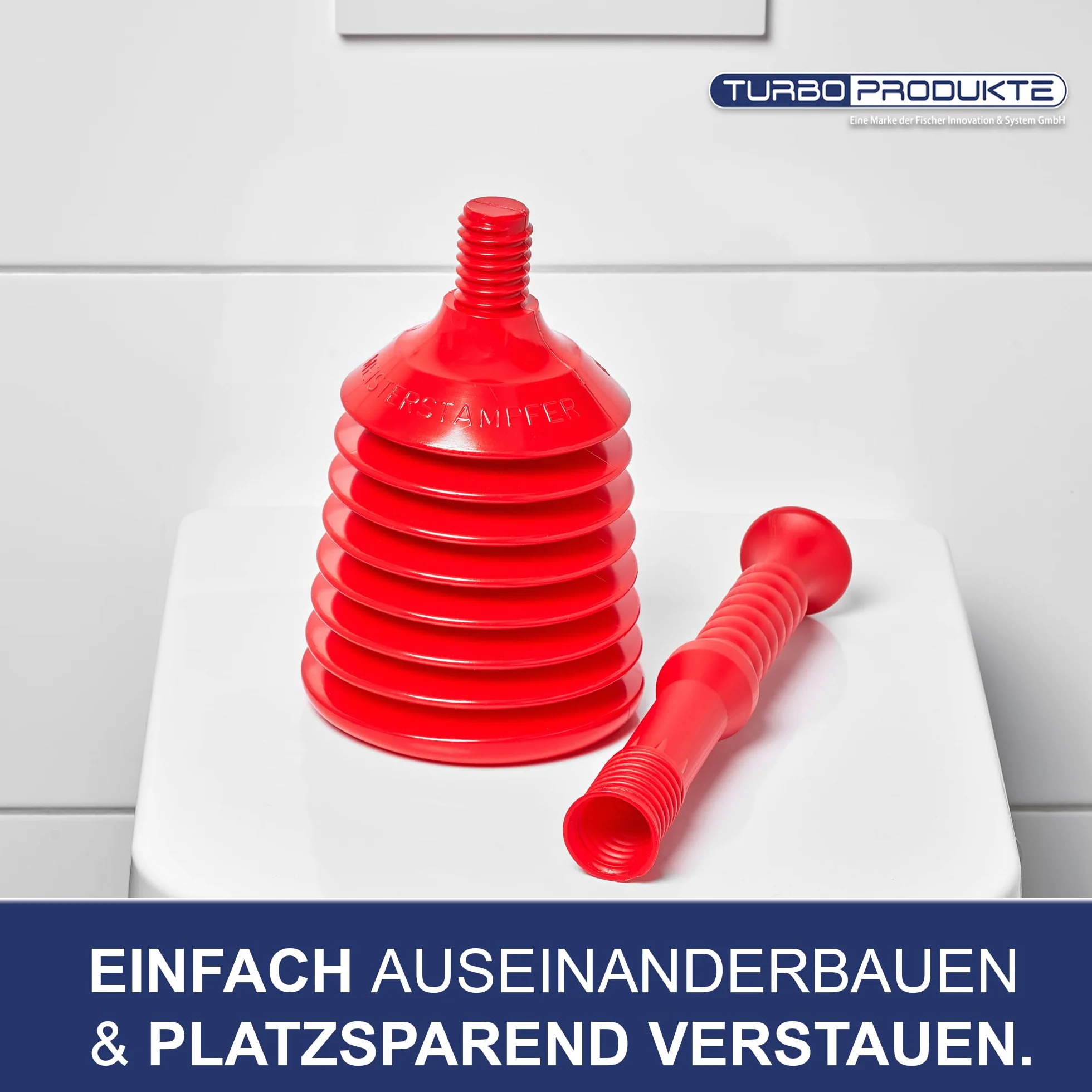 TURBO PRODUKTE Stampfer Eisblau, Pömpel für Toilette & Dusche, 2er Set
