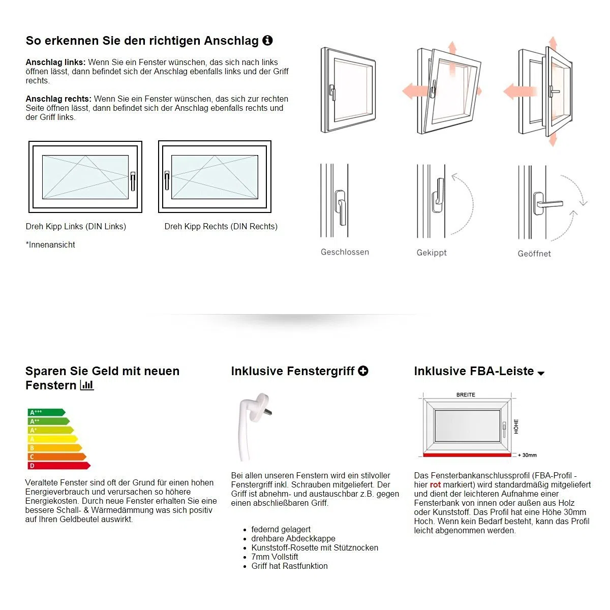 Kellerfenster - Kunststoff - Fenster - weiß - BxH: 90 x 60 cm - 900 x 600 mm - DIN Rechts - 3 fach Verglasung - 60 mm Profil
