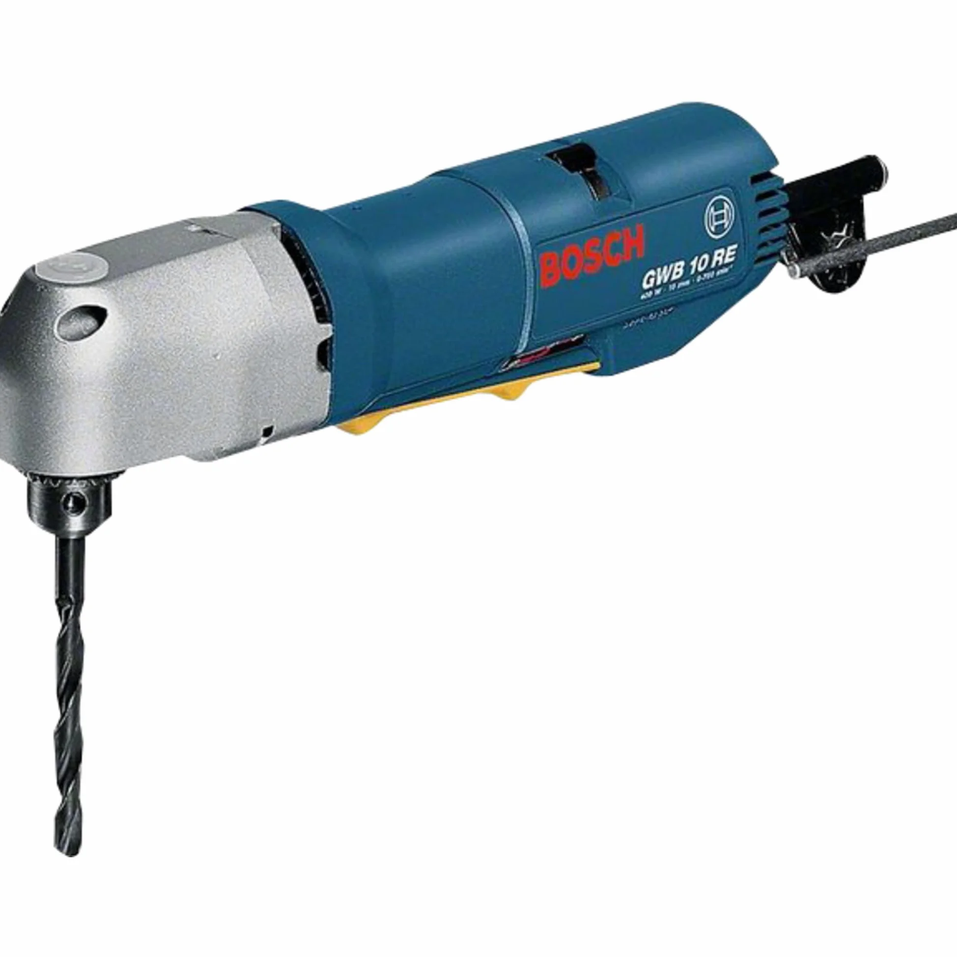 Bosch Professional Winkelbohrmaschine GWB 10 RE (400 W Nennaufnahmeleistung, 22 mm Bohr-Ø Holz, 10 mm Bohr-Ø Stahl, inkl. Zahnkranzbohrfutter eingebaut 10 mm)