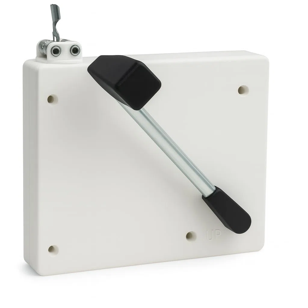 markiso® Getriebewickler mit Kurbel [Made in Germany] Rolladen Schnurwickler für Schnüre bis 4 mm Ø und 5 m Länge, langlebig, leicht zu montieren, inkl. Kurbel & Befestigungsmaterial