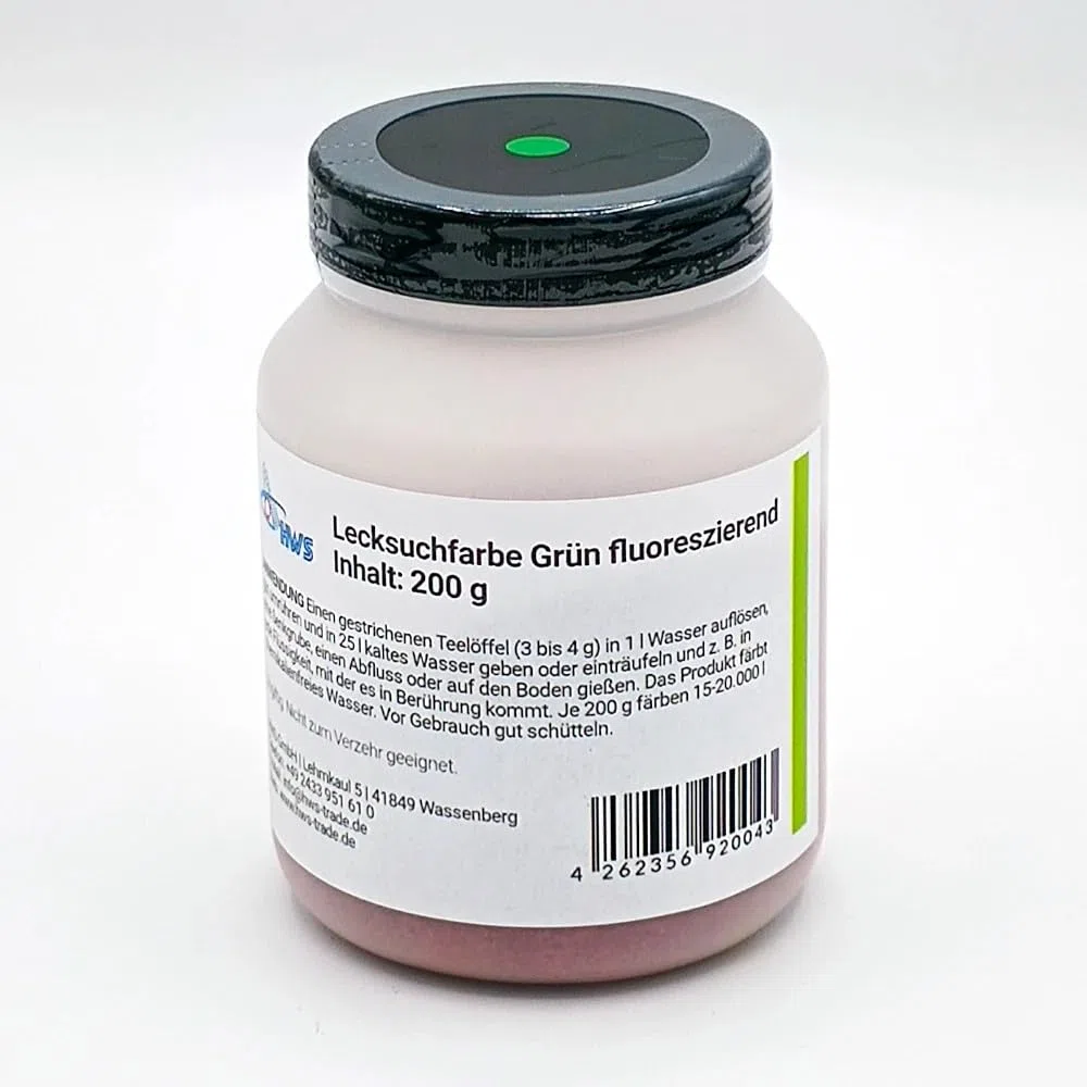 HWS Lecksuchfarbe Markierungsfarbstoff für Wasser, 200 g Dose Grün fluoreszierend