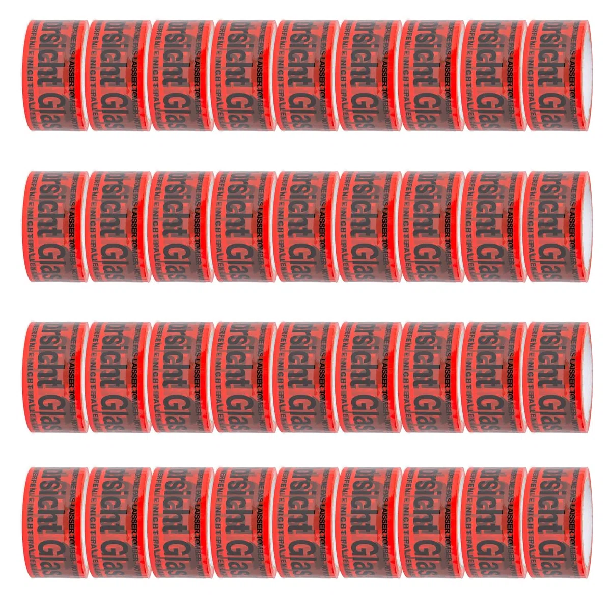 FYBR TAPEMAXX Vorsicht Glas 36 Rollen rotes Klebeband Achtung Bruchgefahr Caution Glass Fragile Paketband Zerbrechlich Warnung Packband Schwarz Piktogramm Paket (36 Rollen)
