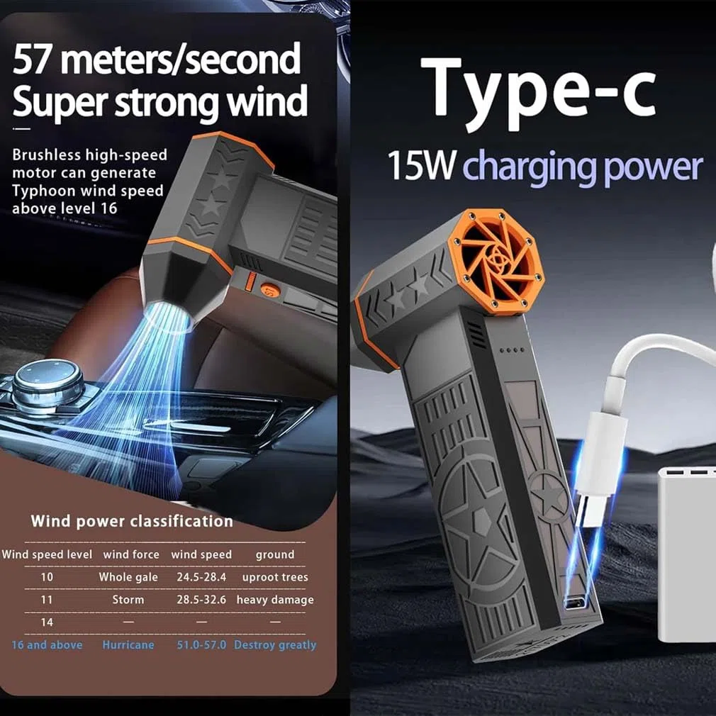 2026 Upgrade 5000W Snow Blower, Frostblazer 5000W Schneefräse, Elektrische Staubgebläse, Stufenloses Getriebe Turbo Fan, Druckluft-Staubwedel mit 4000mAh Akku für Auto, Auftauen, Trocknen, Reinigen
