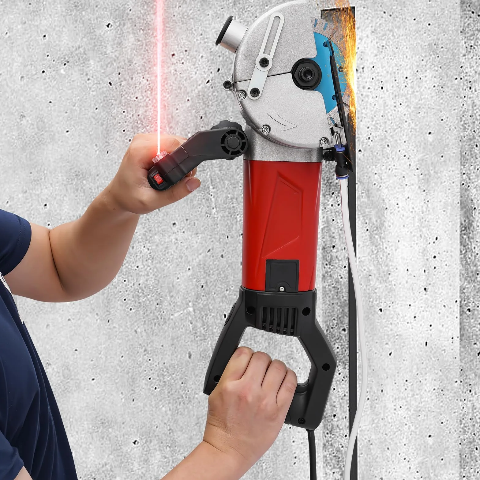 Mauernutfräse 2800W Schlitzmaschine mit Laser - Wandhobelmaschine für Beton, Holz und mehr - Inklusive 5 Diamantklingen und Zubehör