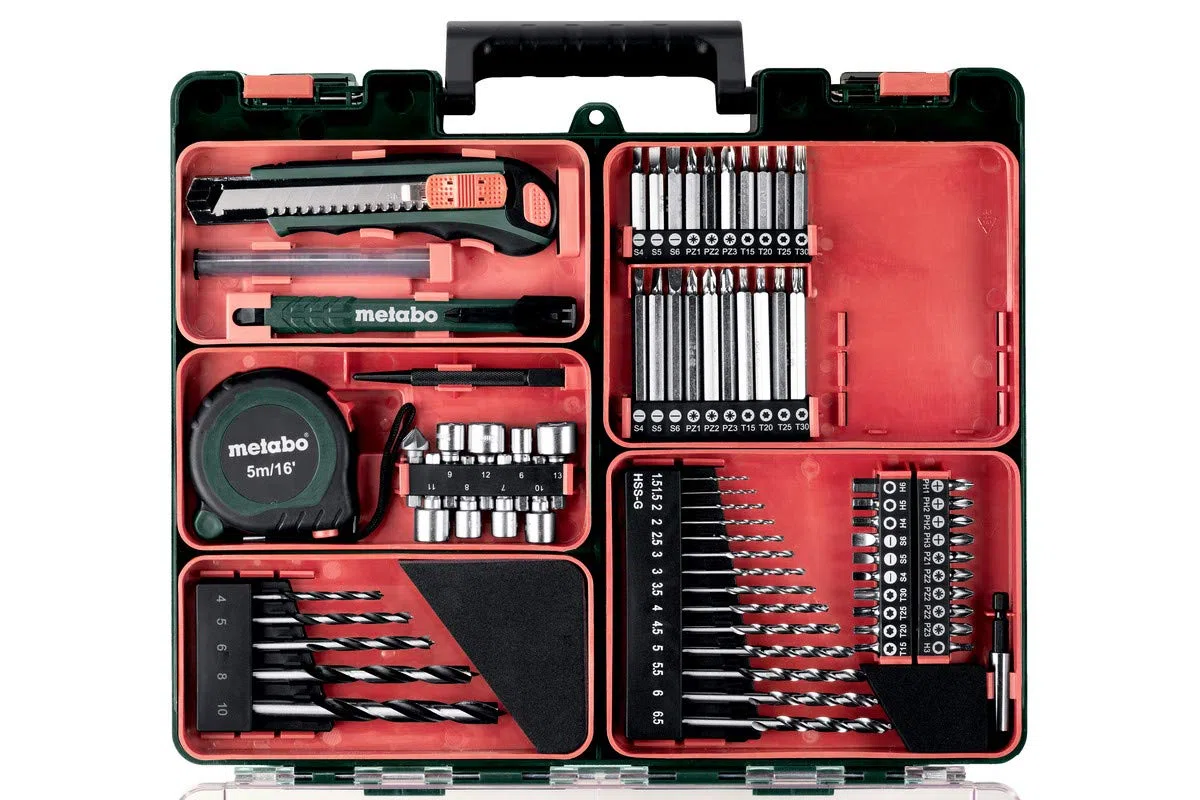 Metabo 602102600 Akkuschrauber BS 18 LT Set 18V - inkl. 2 CAS Li-Power-Akkupacks(18V/2,0Ah); Ladegerät; Zubehör-Set; Transportkoffer