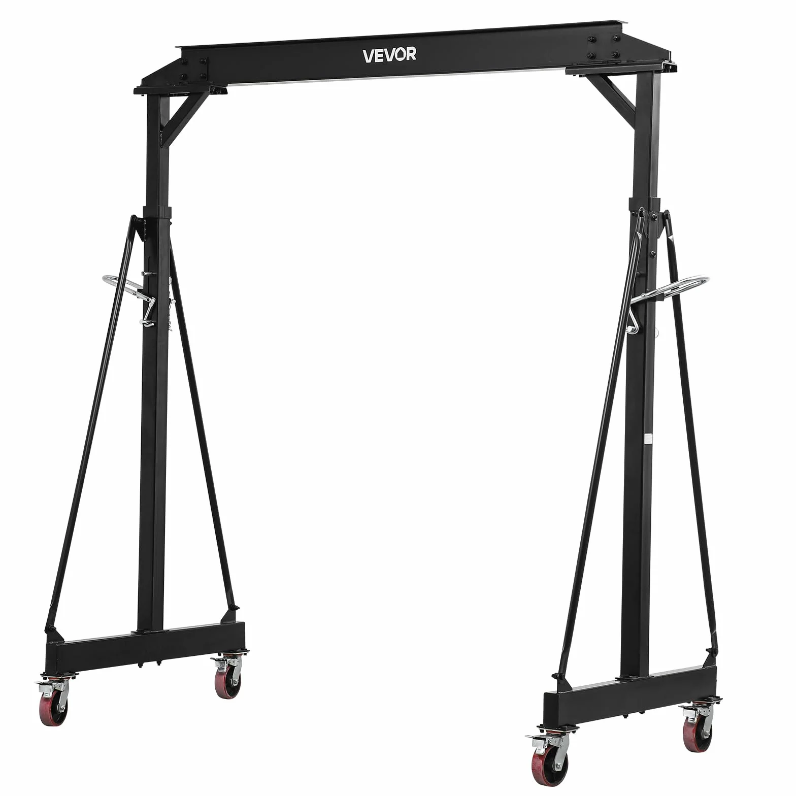 VEVOR Mobiler Portalkran mit 1995,81kg Tragkraft, 251-371cm Höhenverstellbarer Ladekran aus Stahl, Robuster Werkstattkran Inkl. 360° Lenkrollen mit Bremsen, Lastkran für Lager Werkstatt Baustelle