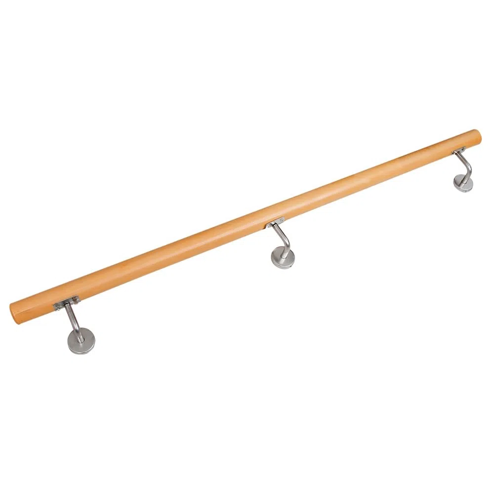Buche Holz Handlauf Treppengeländer Geländer für Treppe Wandhandlauf Wand seitliche Montage Auswahl Länge 80-500 cm, Länge:180 cm