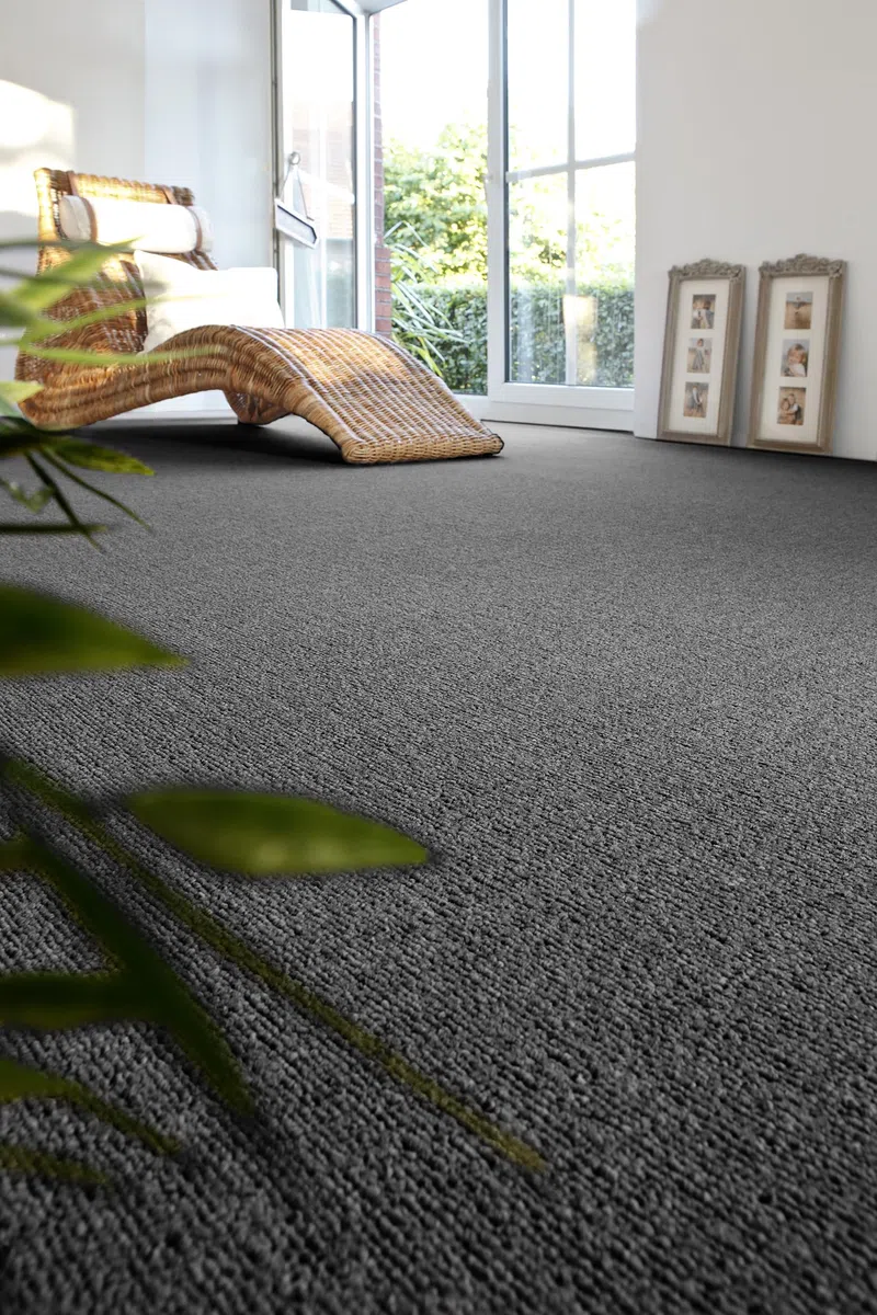 andiamo Teppichboden Henry - pflegeleicht und einfach zu verlegen - Auslegware Teppichboden - Meterware Bodenbelag in Schlingenstruktur mit Trittschalldämmung 200 x 600 cm Anthrazit