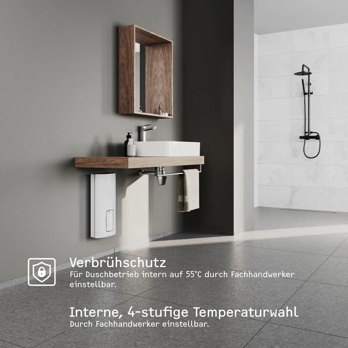 STIEBEL ELTRON Neueste Generation Elektronischer Durchlauferhitzer HDB-E 18/21/24 Trend, energiesparend dank 2i-Technologie, Wunschtemperatur einstellbar, 204209