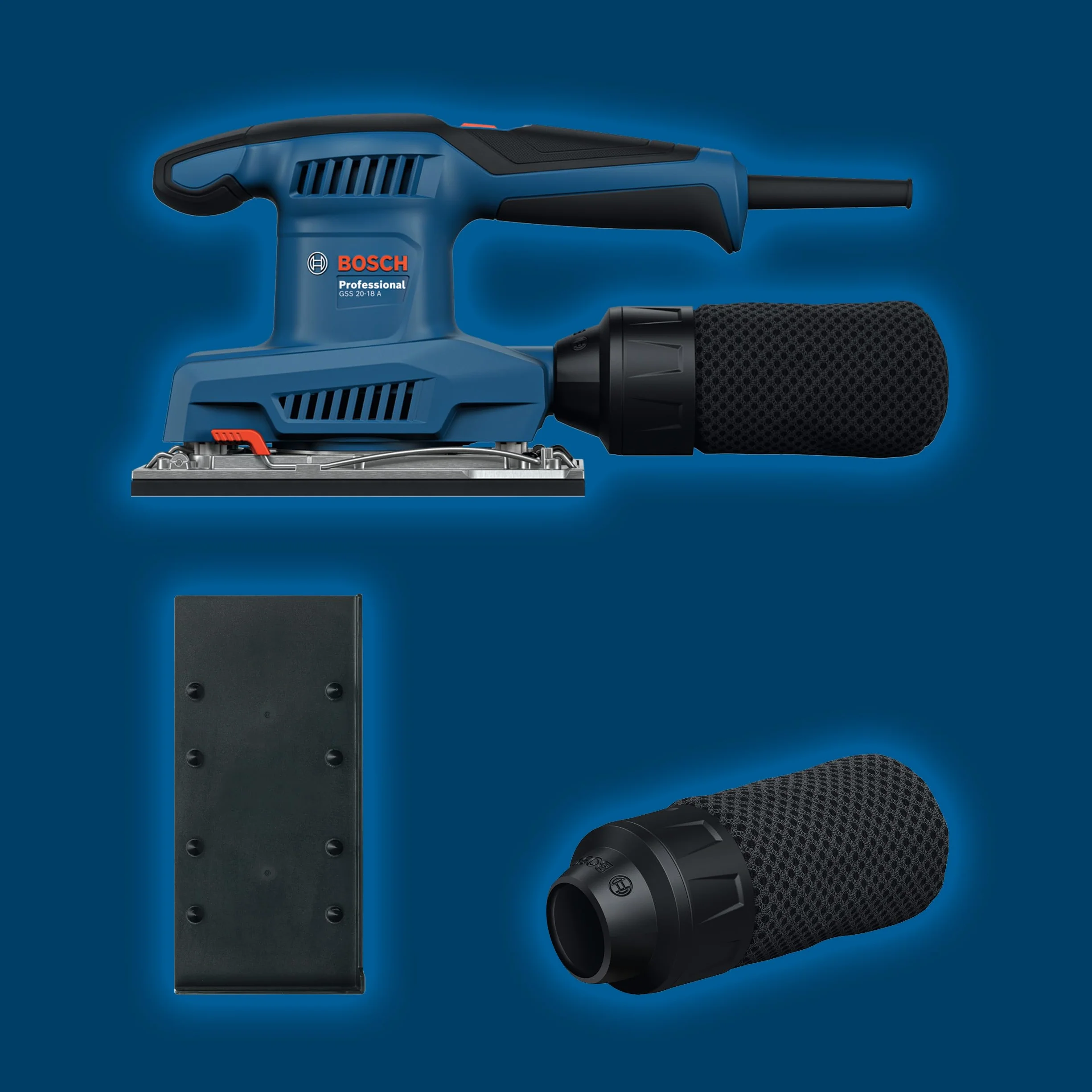 Bosch Professional kabelgebundener Schwingschleifer GSS 20-18 A (inkl. Staubbeutel, Schleifplatte)