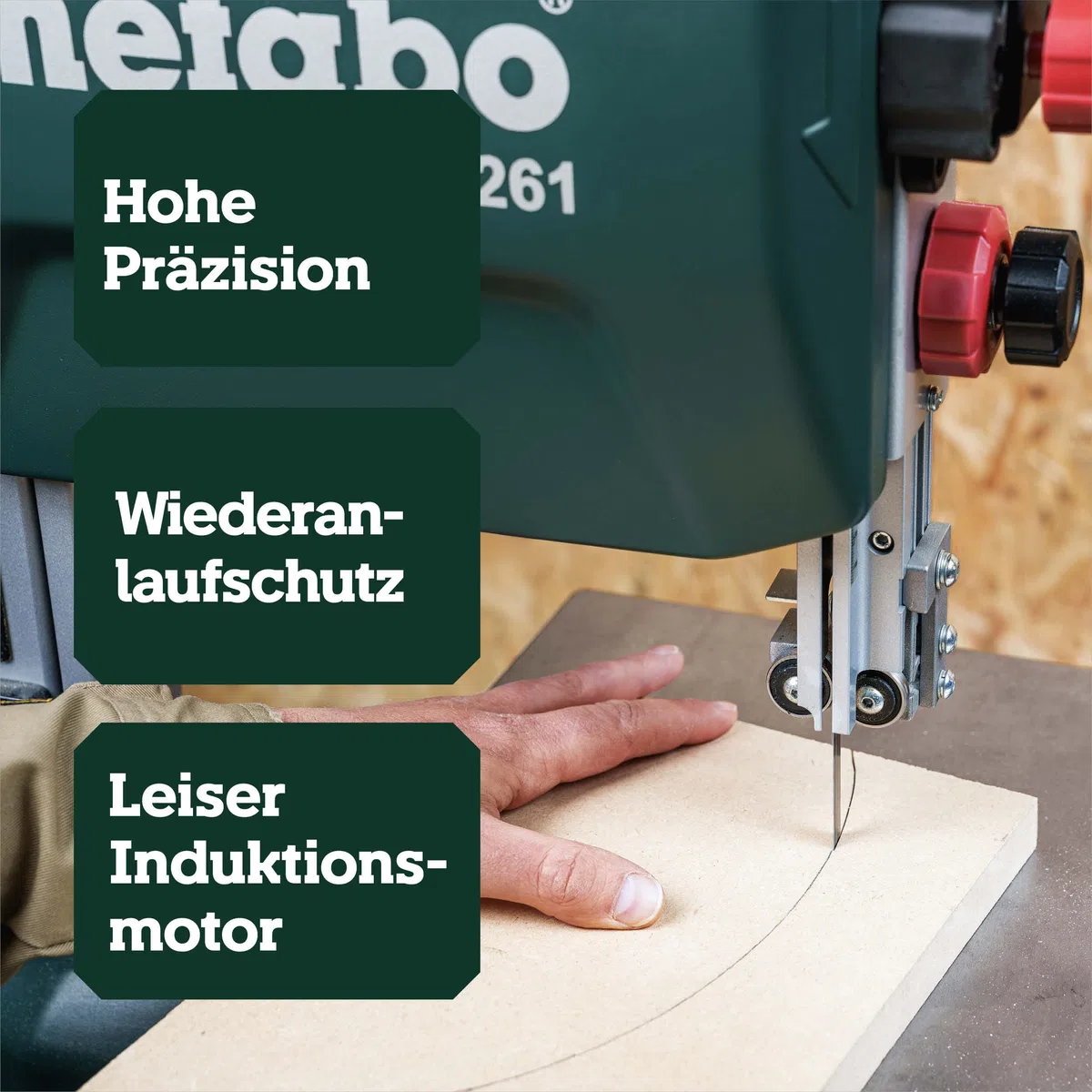 Metabo Bandsäge BAS 261 Precision – 619008000 – Bandsäge für eine hohe Präzision und stabile Schnittqualität (400 W, Schnitthöhe 103 mm)