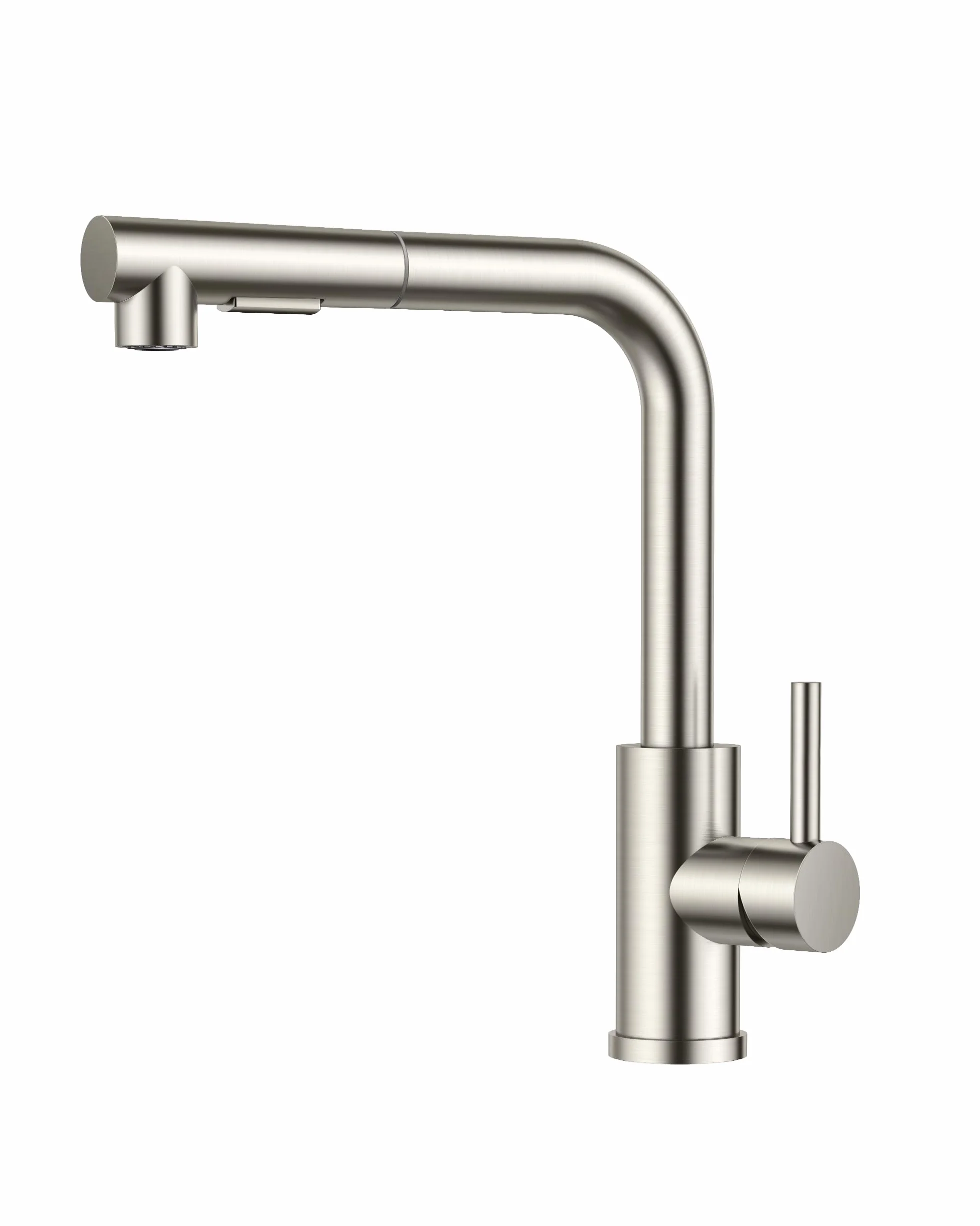 FORIOUS Wasserhahn Küche, Küchenarmatur Ausziehbar mit Brause, Spültischarmatur Küche, L-förmiger Edelstahl Mischbatterie Armatur, Zwei Sprühfunktionen, 360° Schwenkbar