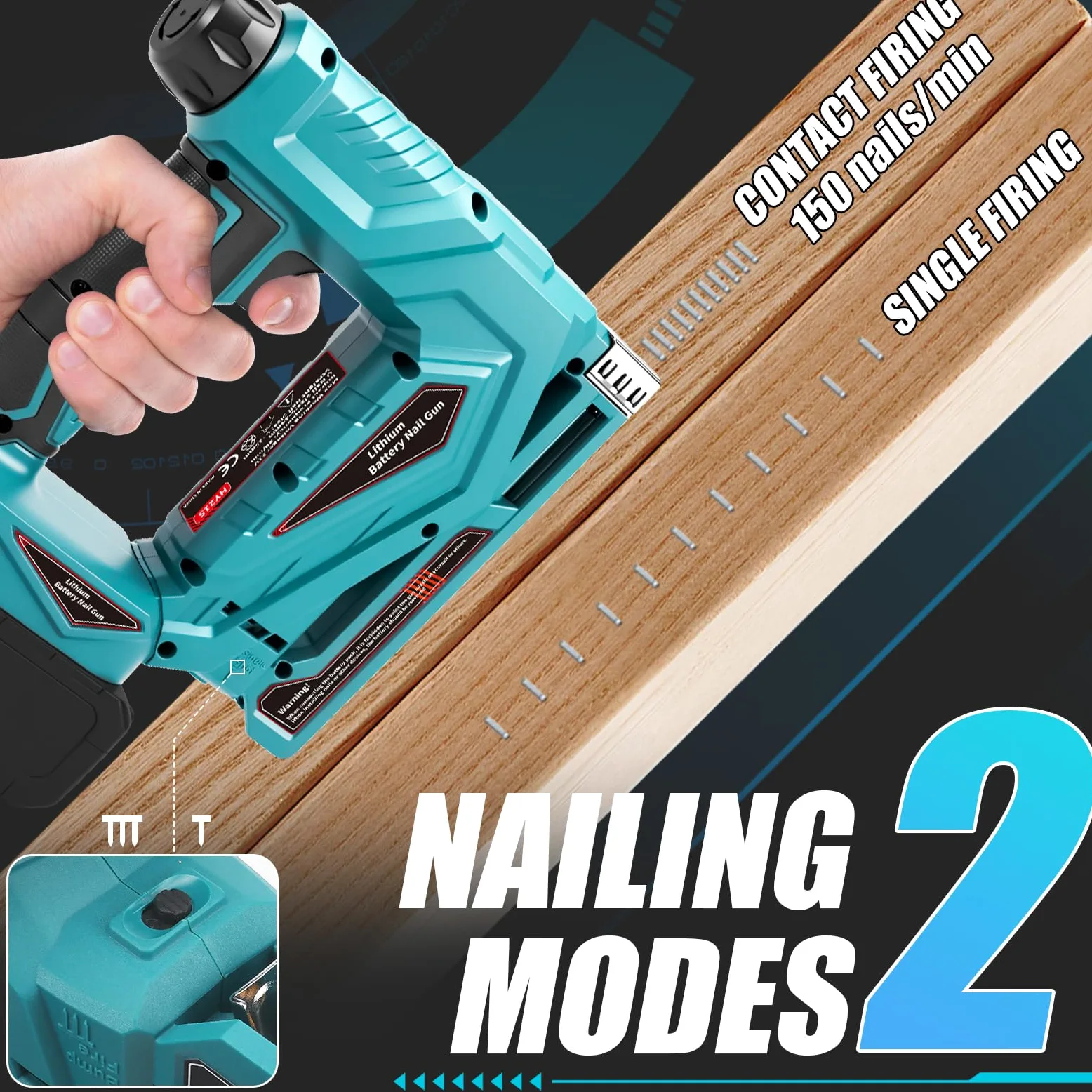 Roadtime Akku-Nagler für Makita 18V Akkus(ohne Akku),18GA Tacker und Nagelpistole Typ140, Bürstenlose Klammerpistole max.150 Schuss/Min,mit 1000 Nägel und 1000 Klammern,für DIY, Möbeln,Tischlerei
