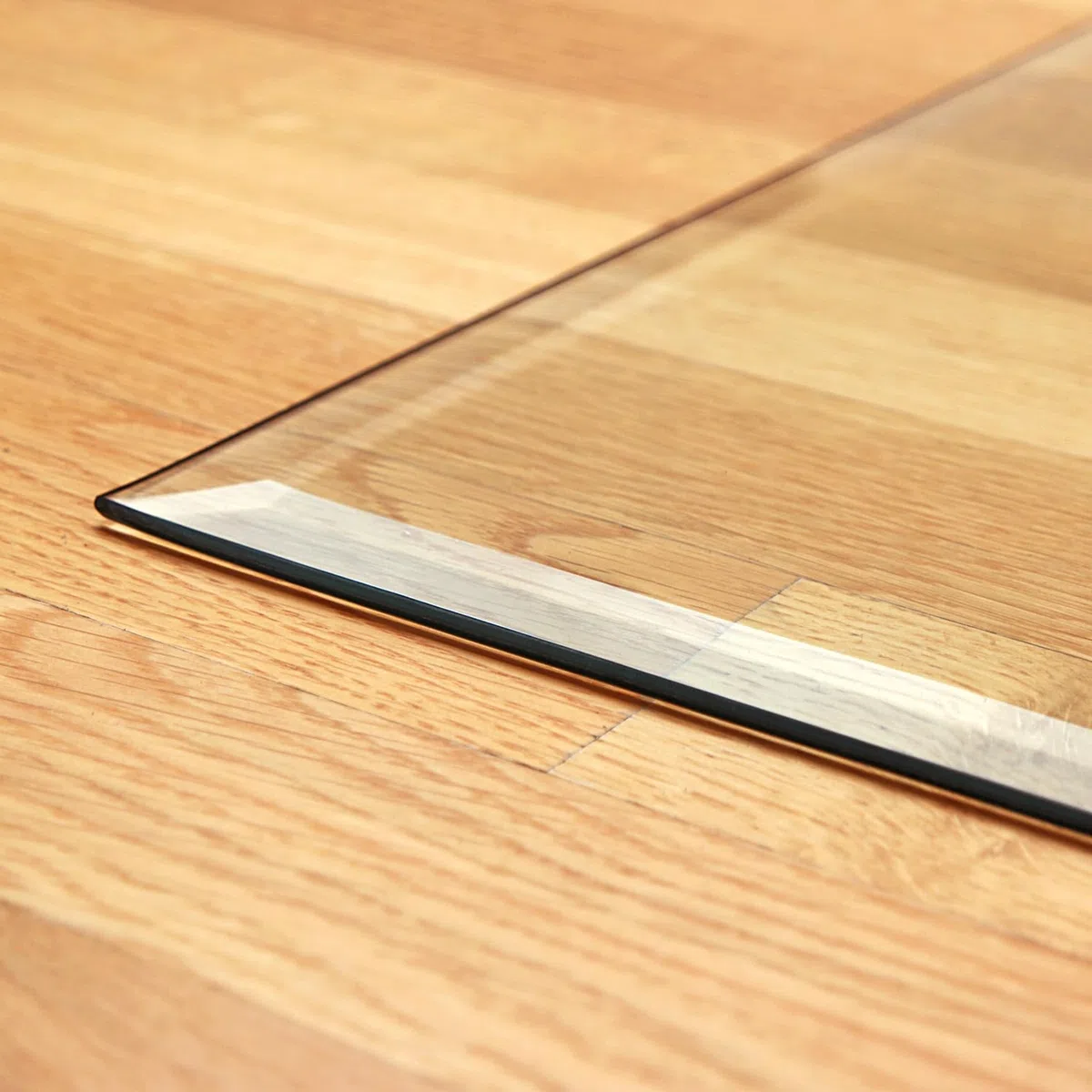 raik Kamin Glasplatte Zunge 100 x 120 cm ESG Sicherheitsglas transparent inkl. Facette Funkenschutz Bodenplatte für Kaminofen Holzofen Feuerstelle 1000 x 1200 mm