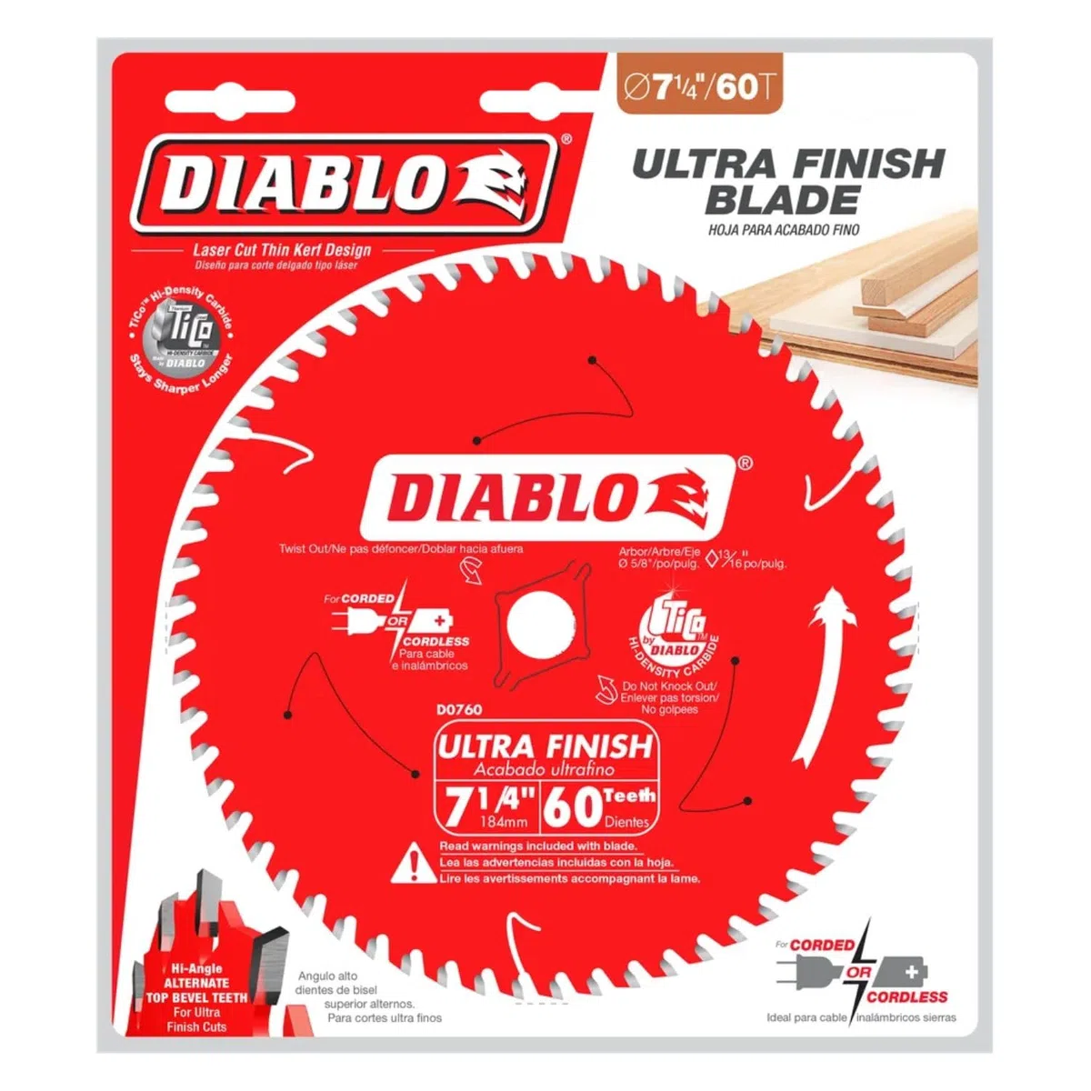 Freud d0760 a 7–1/4-Zoll 60 Z Diablo Ultra Finish Arbeit Tisch Sägeblatt