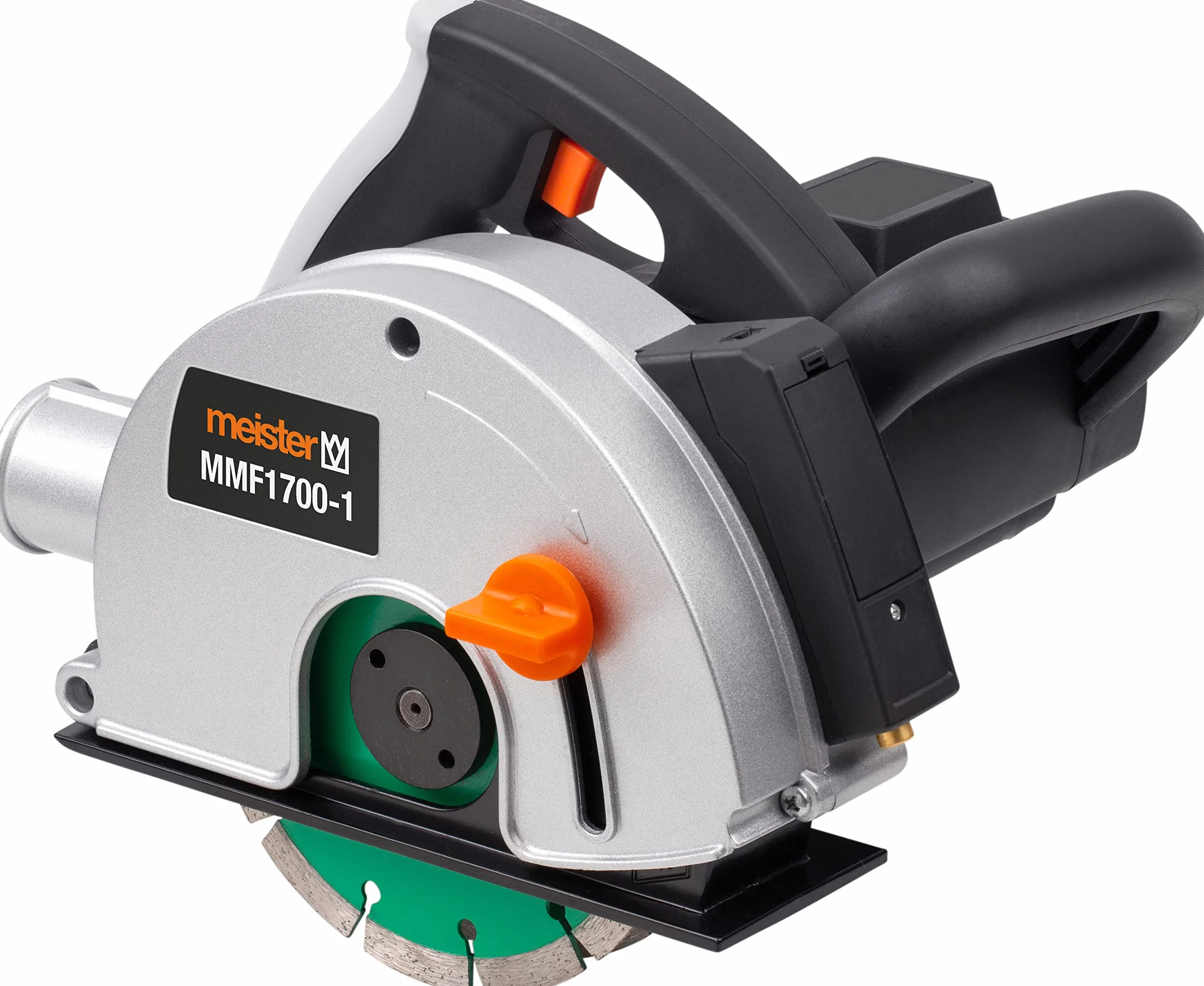 Meister Mauernutfräse 1700W, MMF1700-1 - Inkl. 2 Diamanttrennscheiben Ø 150 mm - Nutbreite bis 29 mm - 40 mm Schnitttiefe - Laser-Markierhilfe / Wandfräse mit Staubabsaugung / Schlitzfräse / 5459170
