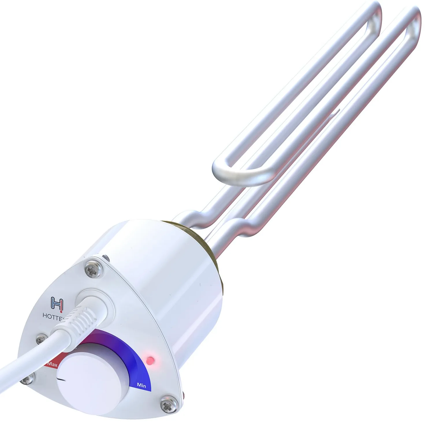 Tauchsieder Heizstab Elektro für Heizkessel Boiler – Heizpatrone mit Uni-Schuko-Stecker und Temperaturregler Wasser Thermostat Wärmetauscher, Weiß, 230 V, 3000 W, 6/4"