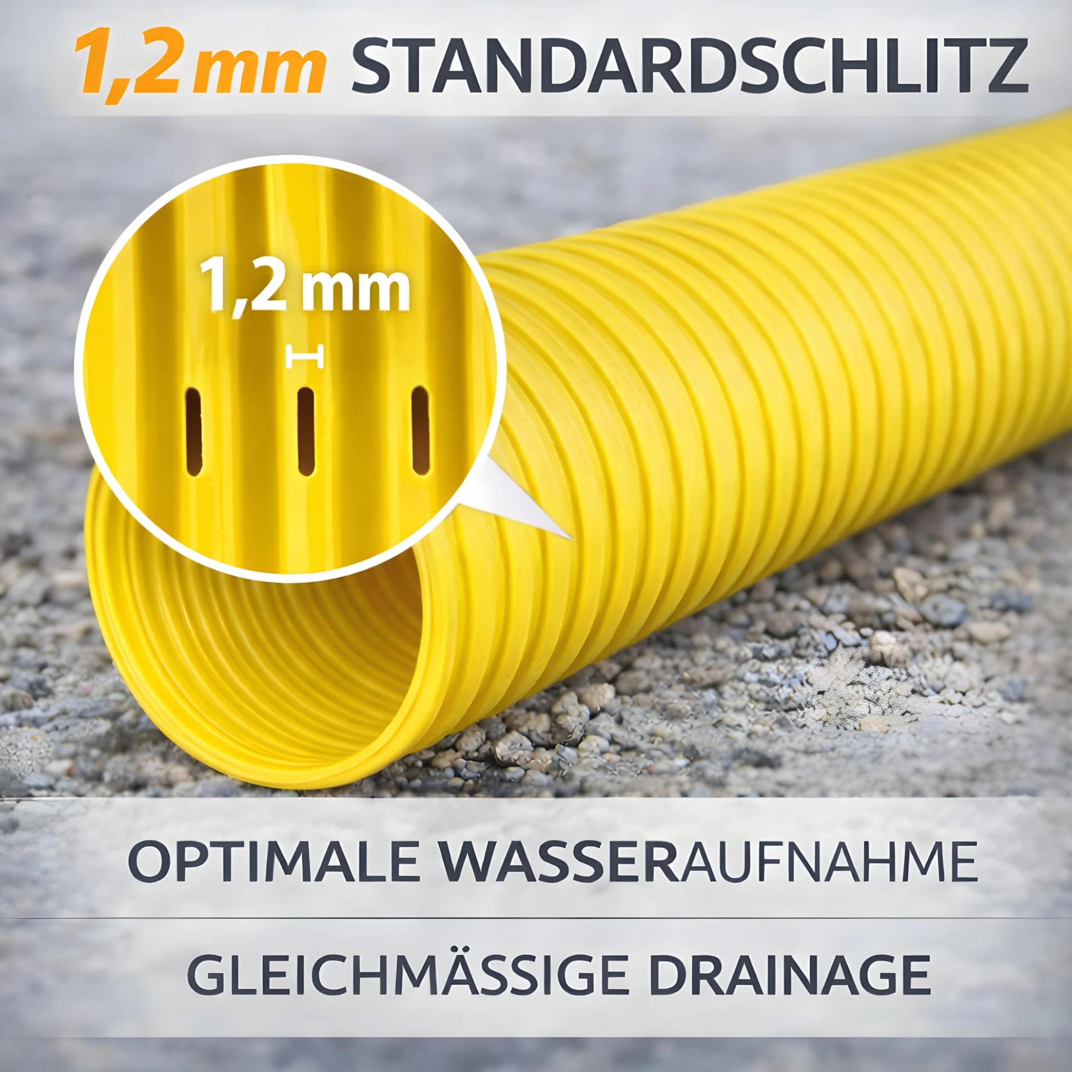 Drainagerohr DN50 20m mit Filtervlies – geschlitztes & perforiertes PVC Sickerrohr flexibel – verhindert Verstopfung und Verschlammung