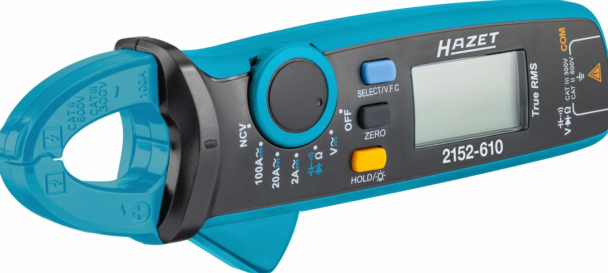 Hazet Digitale Stromzange 2152-610, kompakt, für Spannung, Strom und Widerstand, mit beleuchtetem LCD Display, NCV-Funktion, inkl. Zubehör