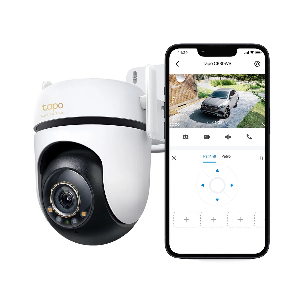 Tapo C530WS 360° Überwachungskamera Außen, 3K 5MP, Starlight Farbe Nachtsicht, KI-Erkennung, Bewegungsverfolgung, WLAN oder Ethernet, microSD-Karte bis zu 512 GB