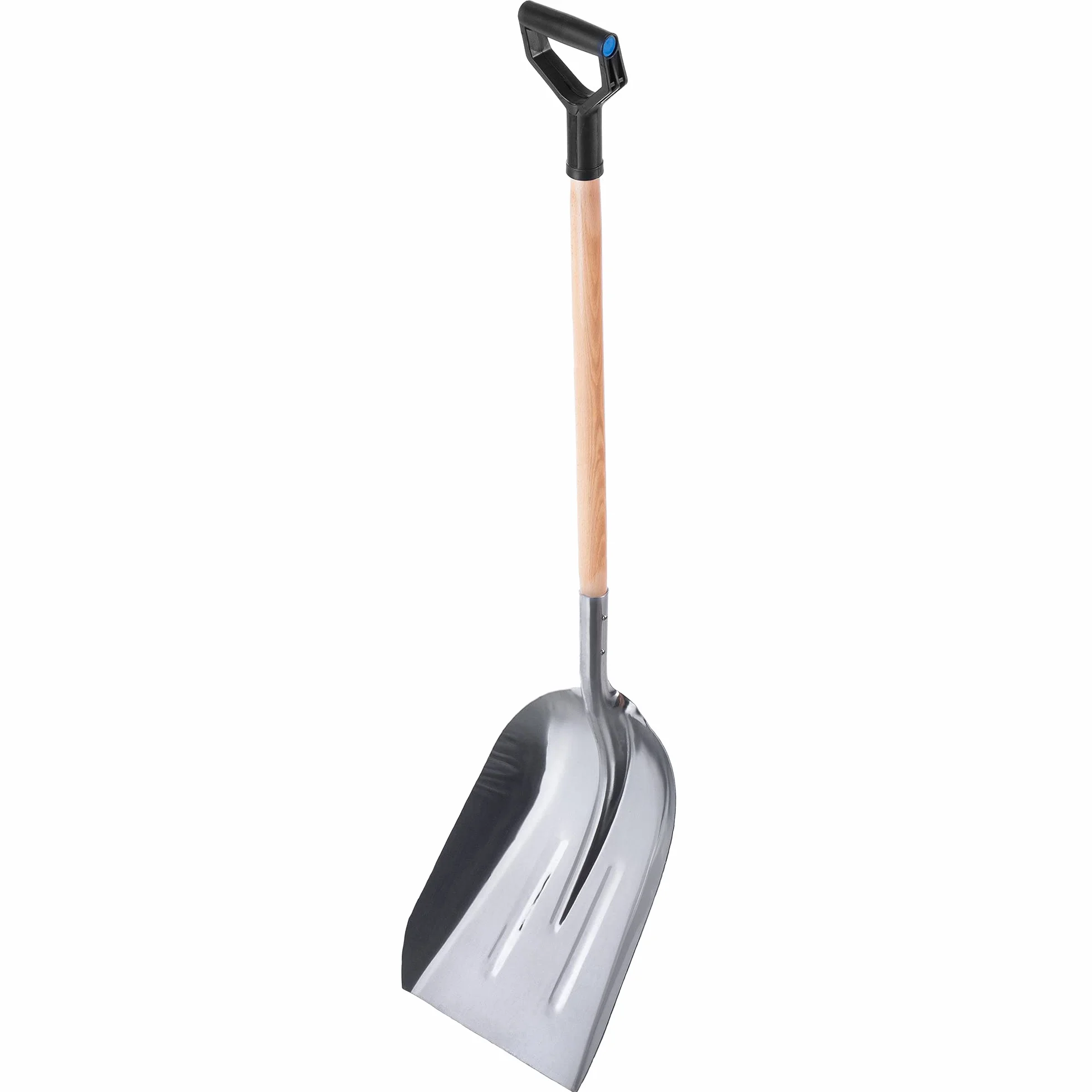 KADAX Schaufel, Sandschaufel mit langem Stiel aus Holz, Spaten mit D-Griff, Schneeschaufel, Gartenspaten mit abgerundeten Rändern, Erdschaufel (Aluminium)
