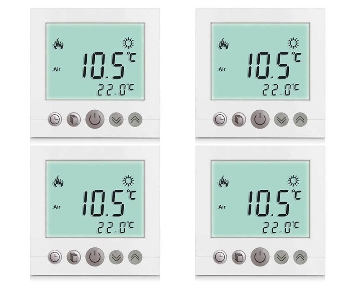 SM-PC®, 4x Set Digital Thermostat Raumthermostat Fußbodenheizung Wandheizung LED weiß #4x a31