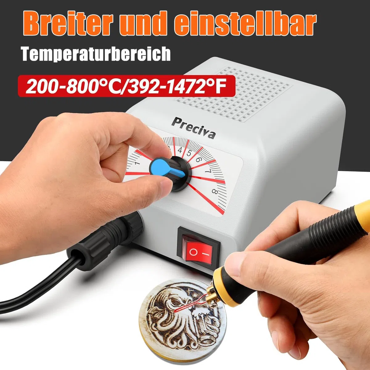 Brandmalstation,Brandmalerei Set Bastelset Lötstation Lötkolben Set einstellbare Temperatur 200℃ - 800 ℃ Brennkolben 25W mit 30tlg Lötspitzen, Holzbrennstation, Brandmalkolben für Holz, Le