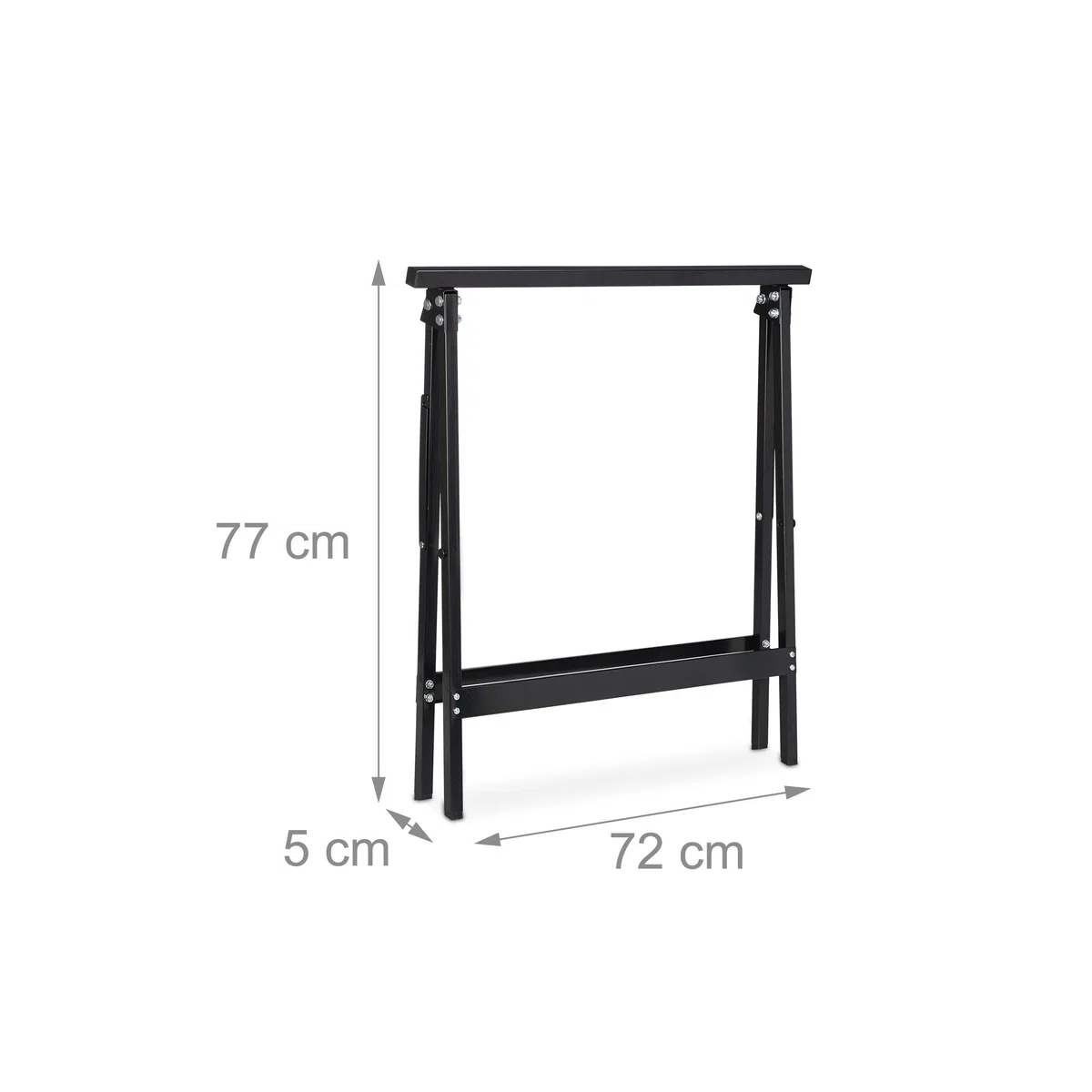 Relaxdays Klappbock, 2er Set, Belastung bis 100 kg, stabiler Gerüstbock, Arbeitshöhe 75 cm, platzsparend, Stahl, schwarz