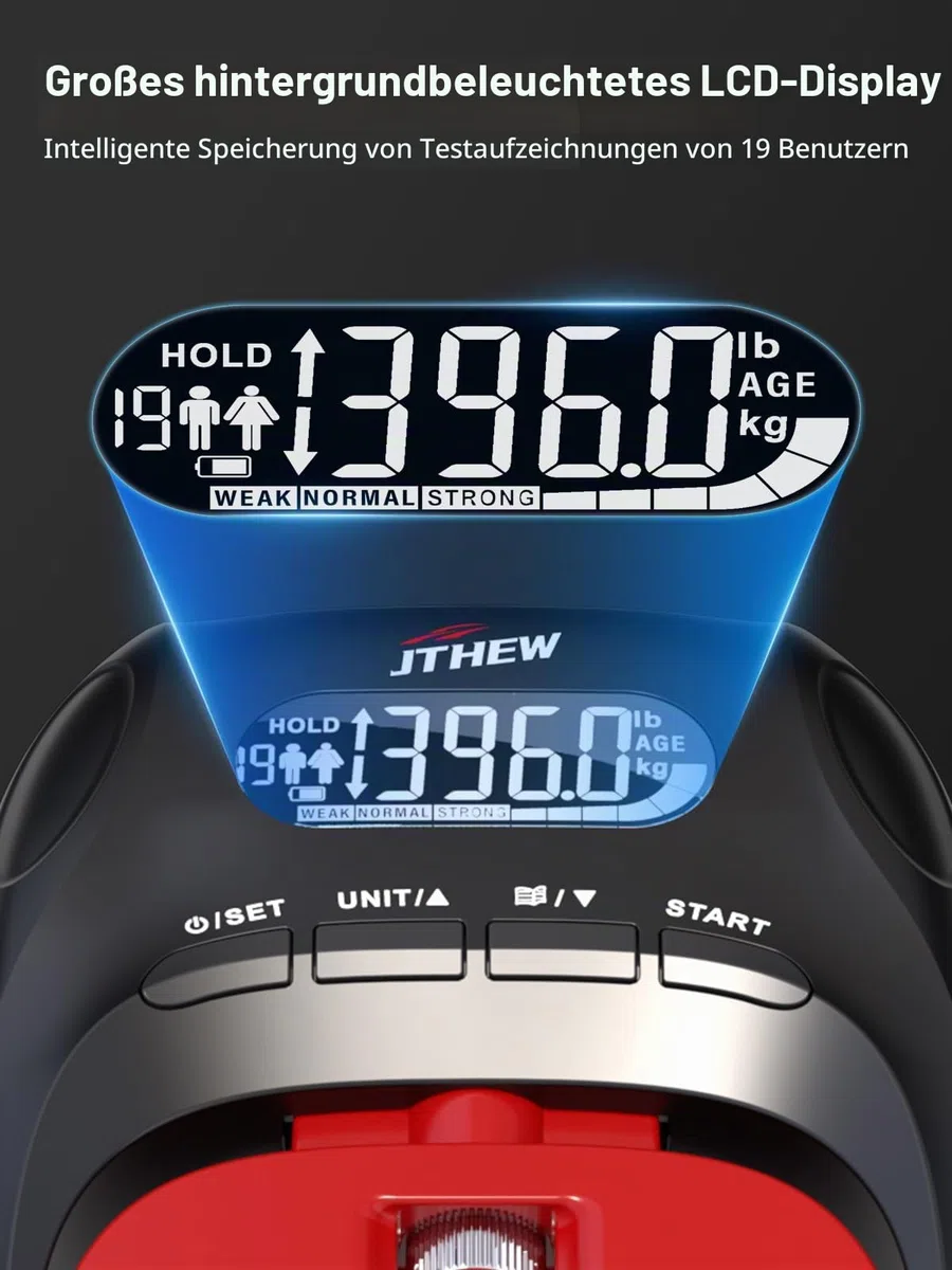 JTHEW Griffkrafttrainer, verstellbarer Widerstand, 5–60 kg, Handgreifer und Unterarmstärkungsgerät mit intelligentem Zähler für Sport und Reha