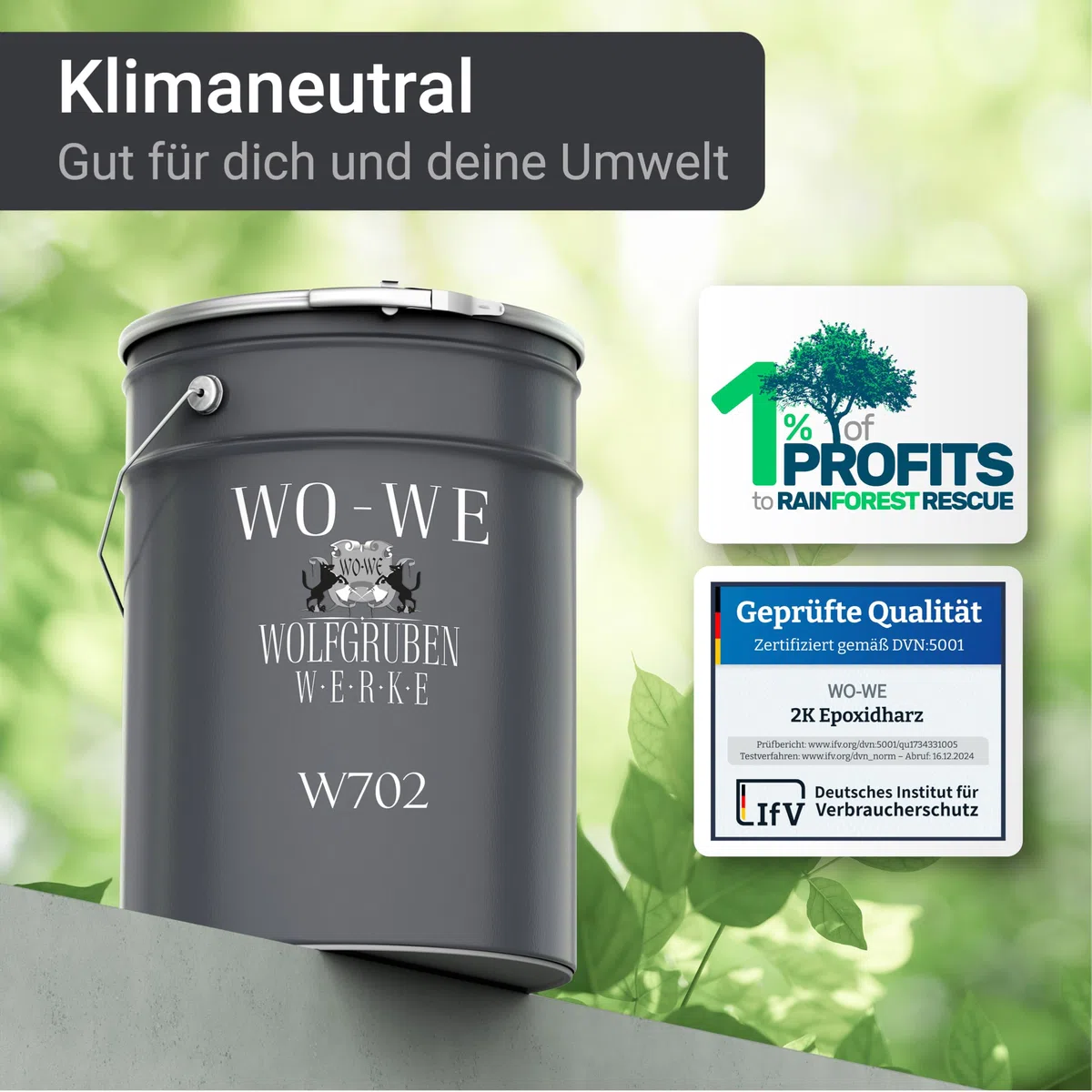 WO-WE 2K Epoxidharz Garagenfarbe Bodenbeschichtung W702 Anthrazit-Grau wie RAL 7016-5Kg