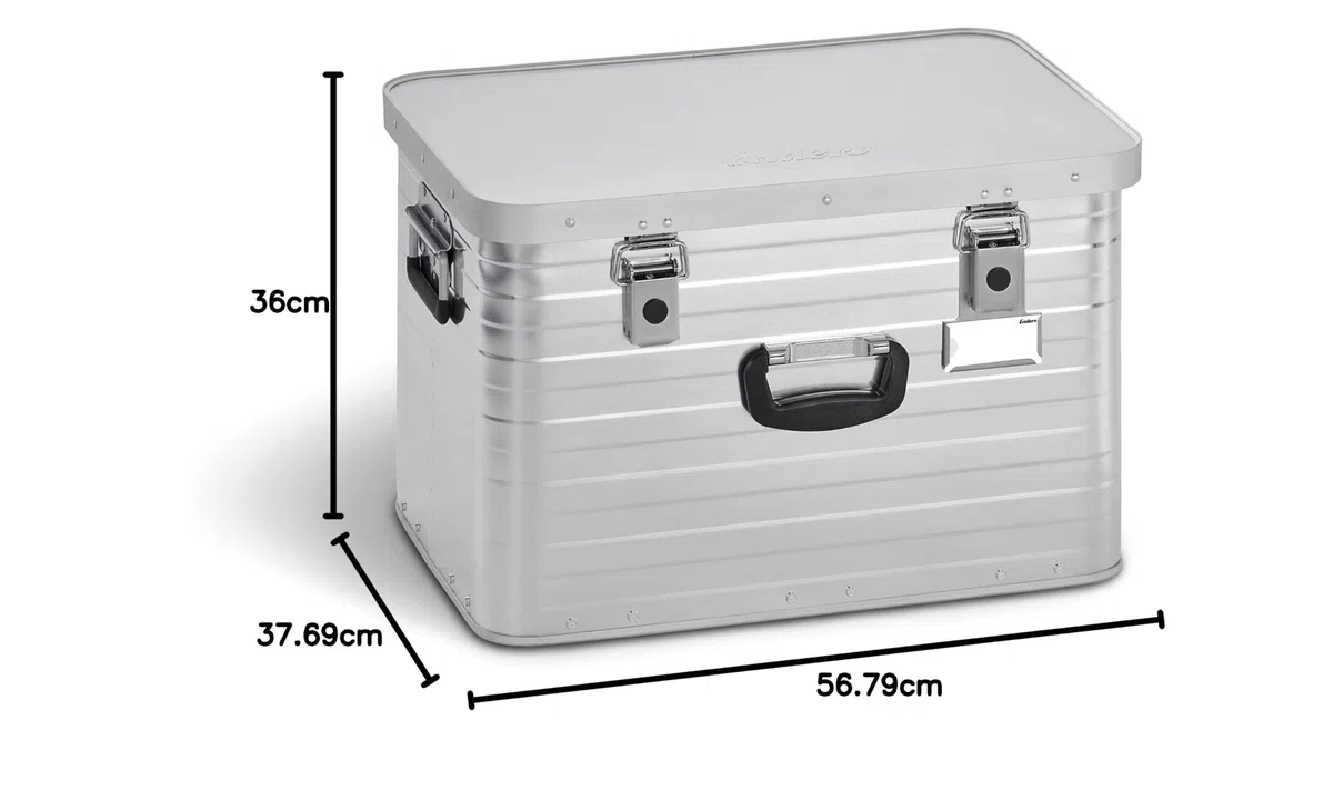 Enders Alubox TORONTO 63 L - Aluminiumbox mit 1 mm Wandstärke, extra stabil, spritzwasser- und staubdicht, Aluminiumbox mit Deckel, stapelbar - Aluminium Box #3893, Silber