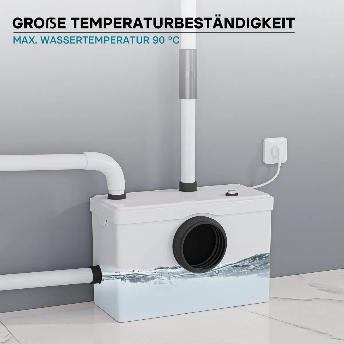Wiltec 3/1 Kleinhebeanlage 600 W mit Häcksler, Hebeanlage bis 10 m Höhe, Abwasserhebeanlage mit 3 Einlässen, für WC und Dusche