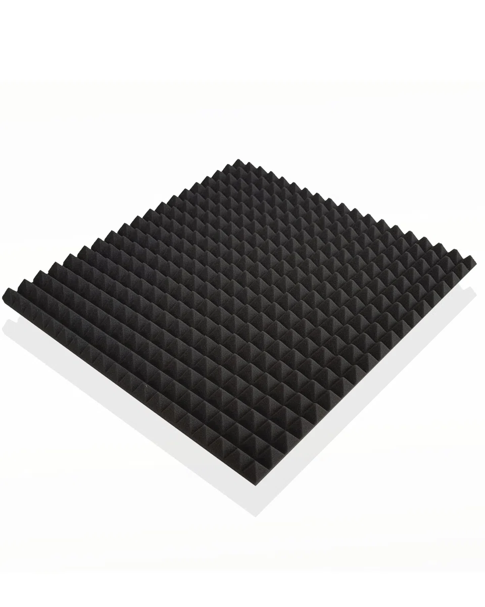 20x Pyramiden-Schaumstoff, Platten in ca. 100x100x3cm (= ca. 20 m²), in der Farbe Anthrazit Schwarz, Akustik, Schallschutz, Dämmung, Pyramiden