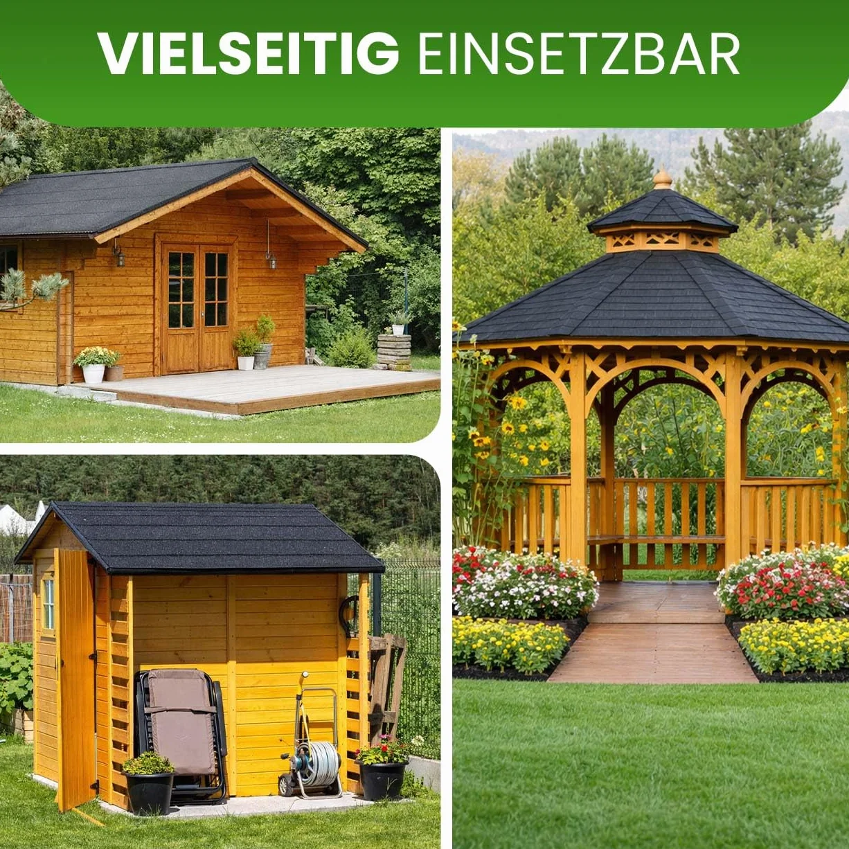 Gartenpirat Selbstklebende Dachpappe schwarz 2,5 m² (0,5 x 5 m) KSK Bitumenbahn für Gartenhaus Carport Pavillon & Geräteschuppen