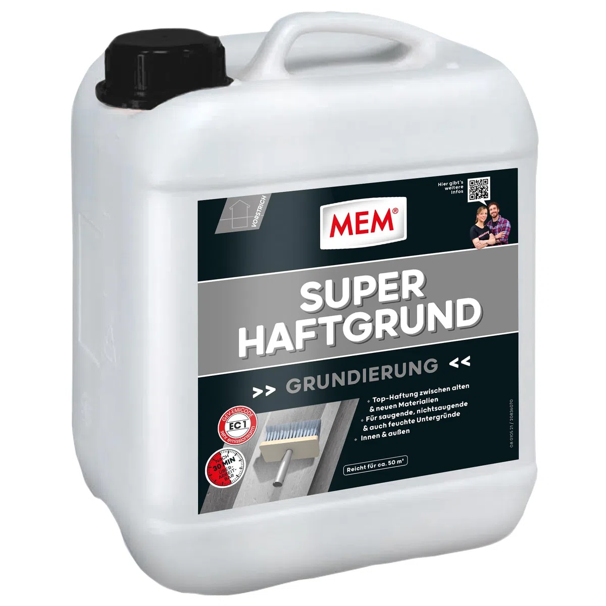 MEM Super-Haftgrund, Intensive Untergrundhaftung, Für saugende und nichtsaugende Untergründe, Lösemittelfrei, 10 l