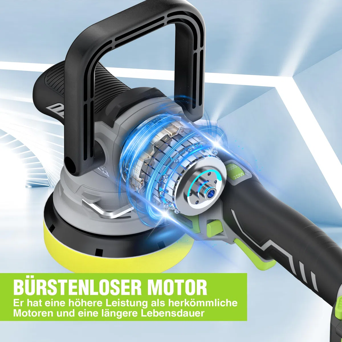 WORKPRO 20V Akku Poliermaschine, Auto Poliermaschine Polierer Kabellos mit 7 Geschwindigkeiten (2000-5000 RPM), 1 x 4,0Ah Batterie, Doppelter Wirkung, Mit Aufbewahrungstasche, Für Auto, Böden, Fliesen